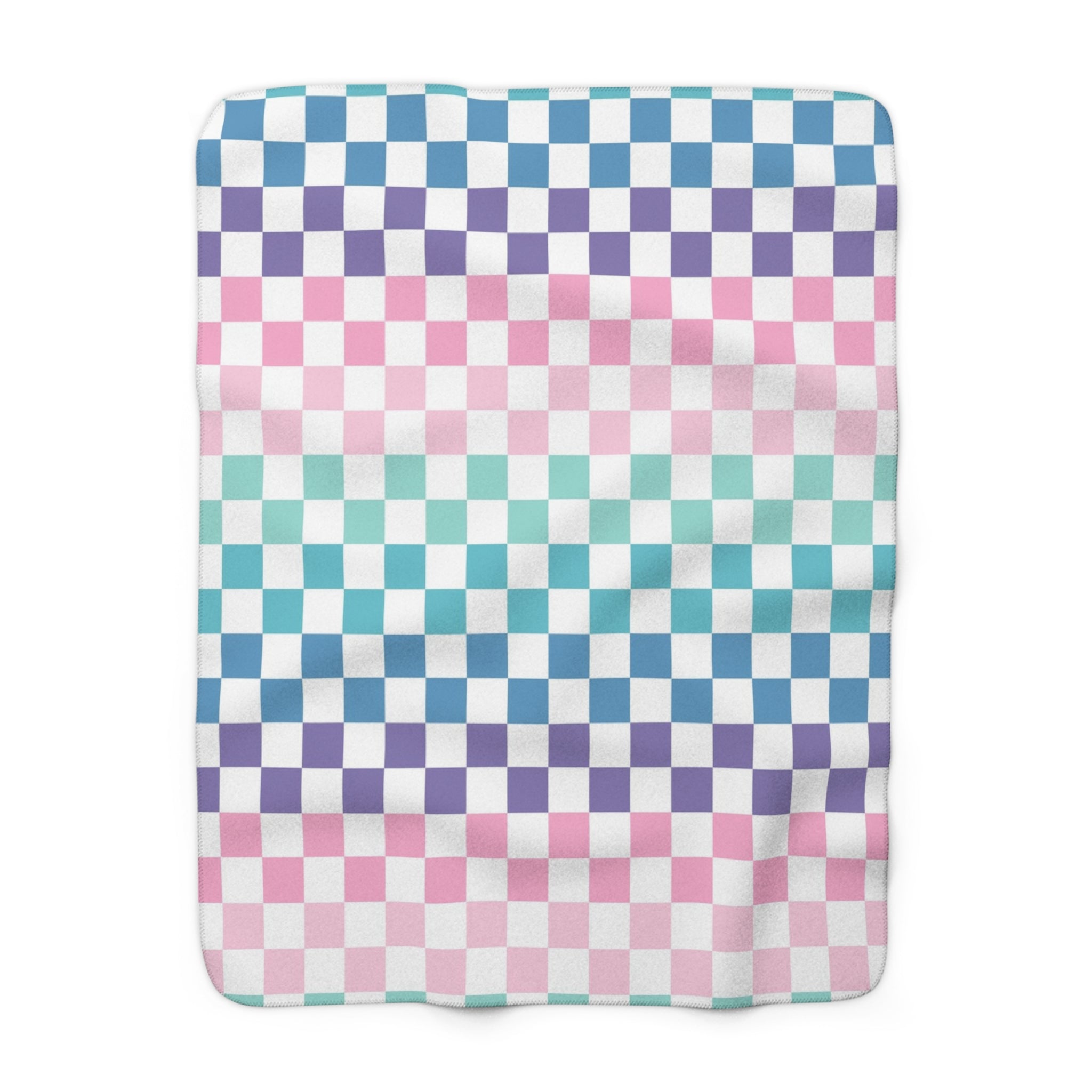 Vaporwave Rainbow  Checkerboard Multi-Color Sherpa Fleece Blanket, Artsulli - Art is Long, Life is Short, Home Decor, Size, 50" × 60", , , , , 12337989913743743080