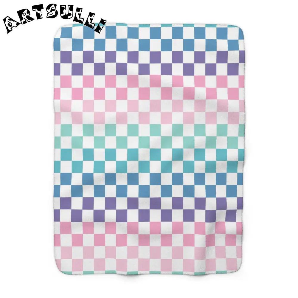 JAKKOUTTHEBXX Vaporwave Rainbow Checkerboard Multi-Color Sherpa