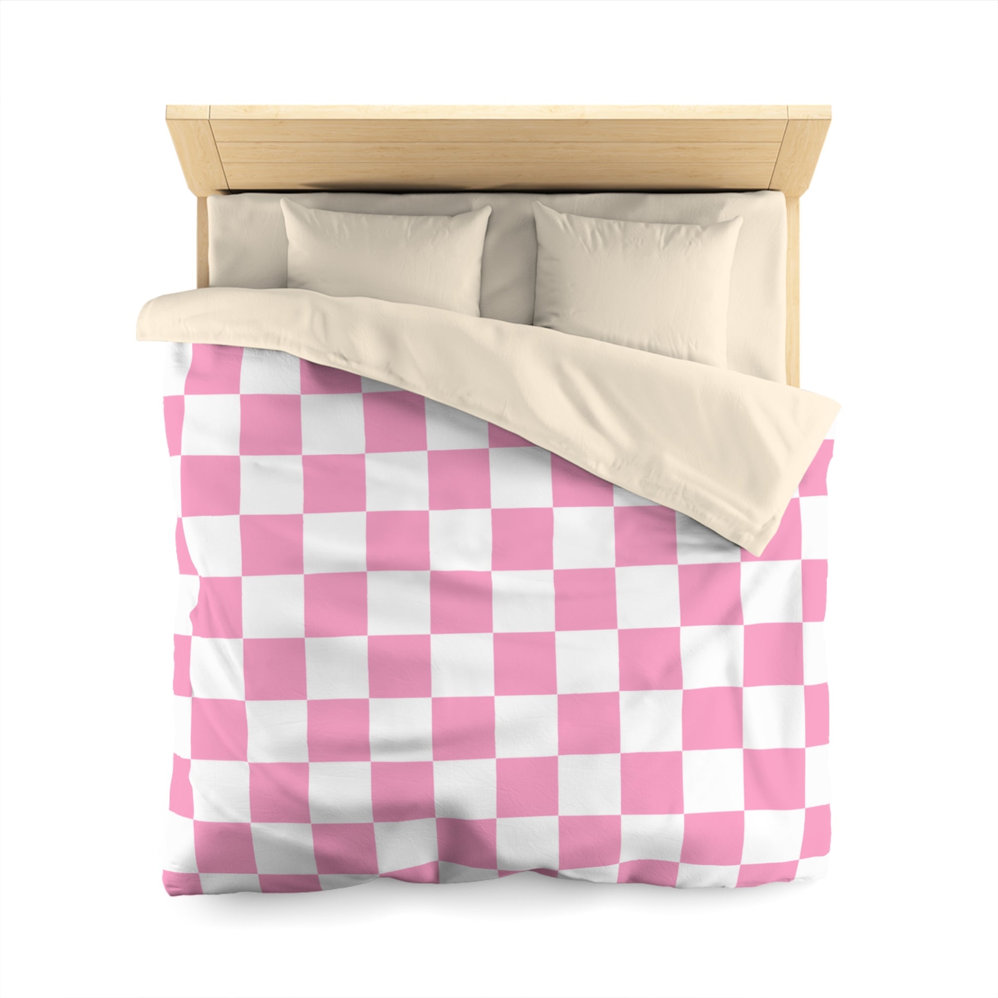 Checkerboard Hot Pink and White Microfiber Duvet Cover, Artsulli - Art is Long, Life is Short, Home Decor, , , , , , , 