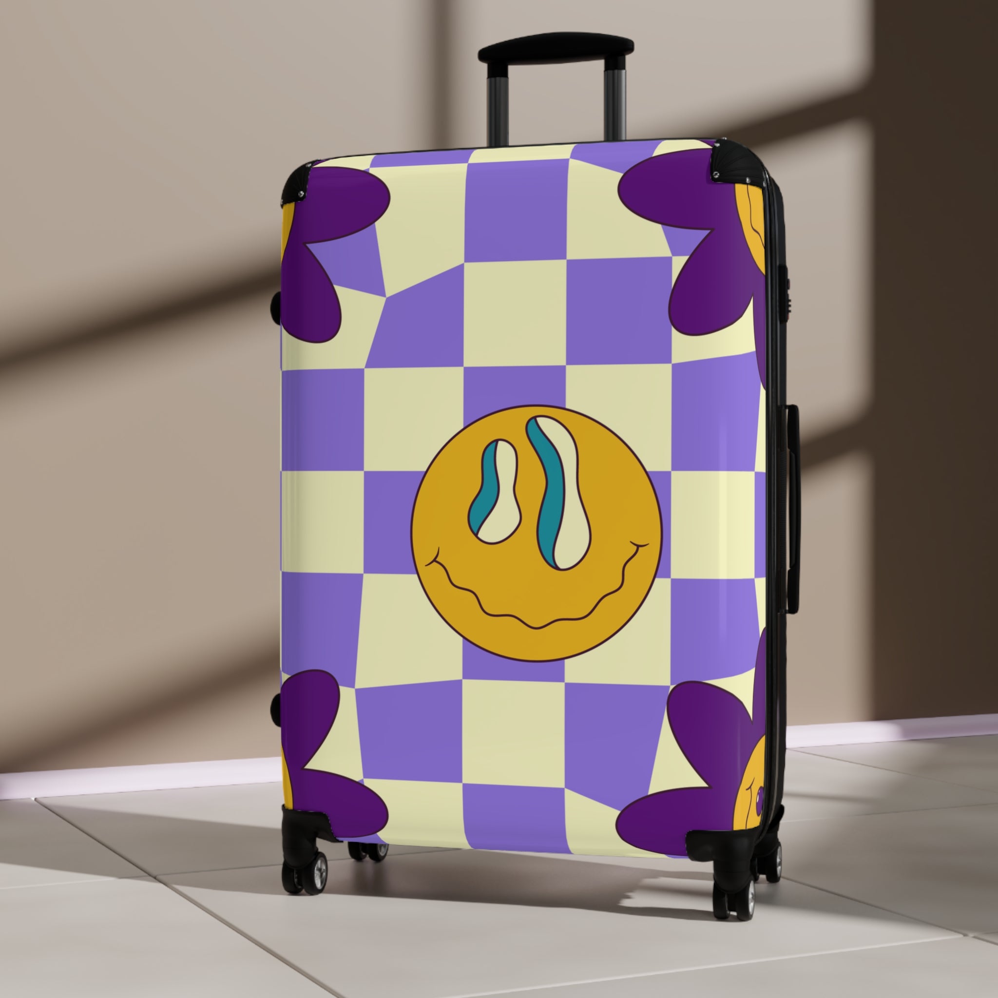 Trippy Flower Power Motifs Suitcase, Artsulli - Art is Long, Life is Short, Bags, , , , , , , 