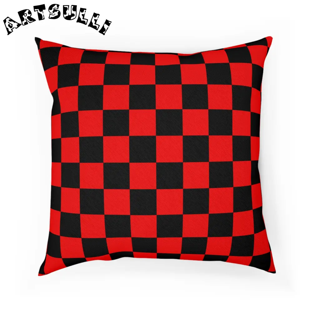 JAKKOUTTHEBXX Checkerboard Red and Black Cushion JAKKOUTTHEBXX