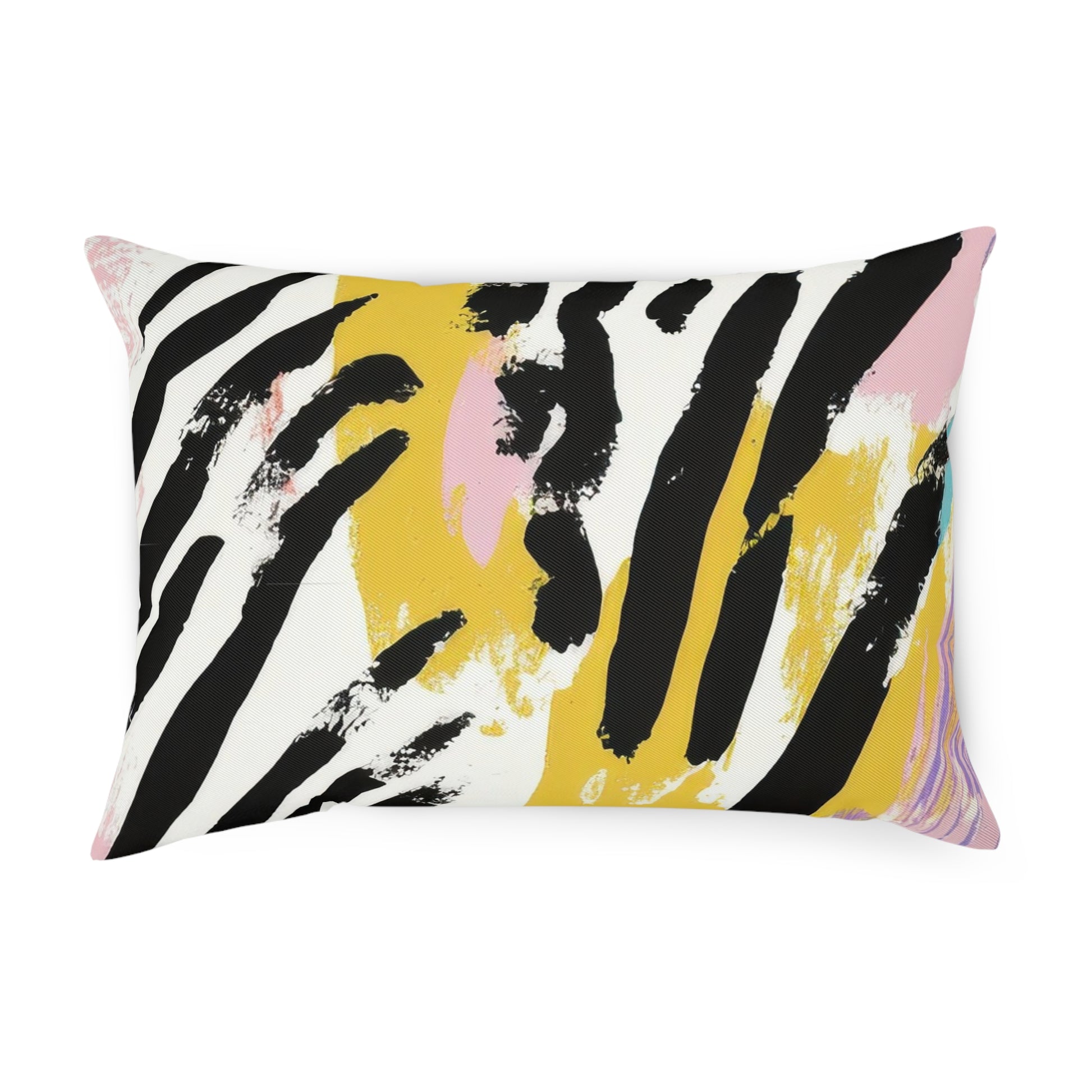 Wild Zebra Stripes x Paint Brush Strokes Multi-Color Cushion, Artsulli - Art is Long, Life is Short, Home Decor, Size, 19.7" × 13.8", , , , , 15718168653655