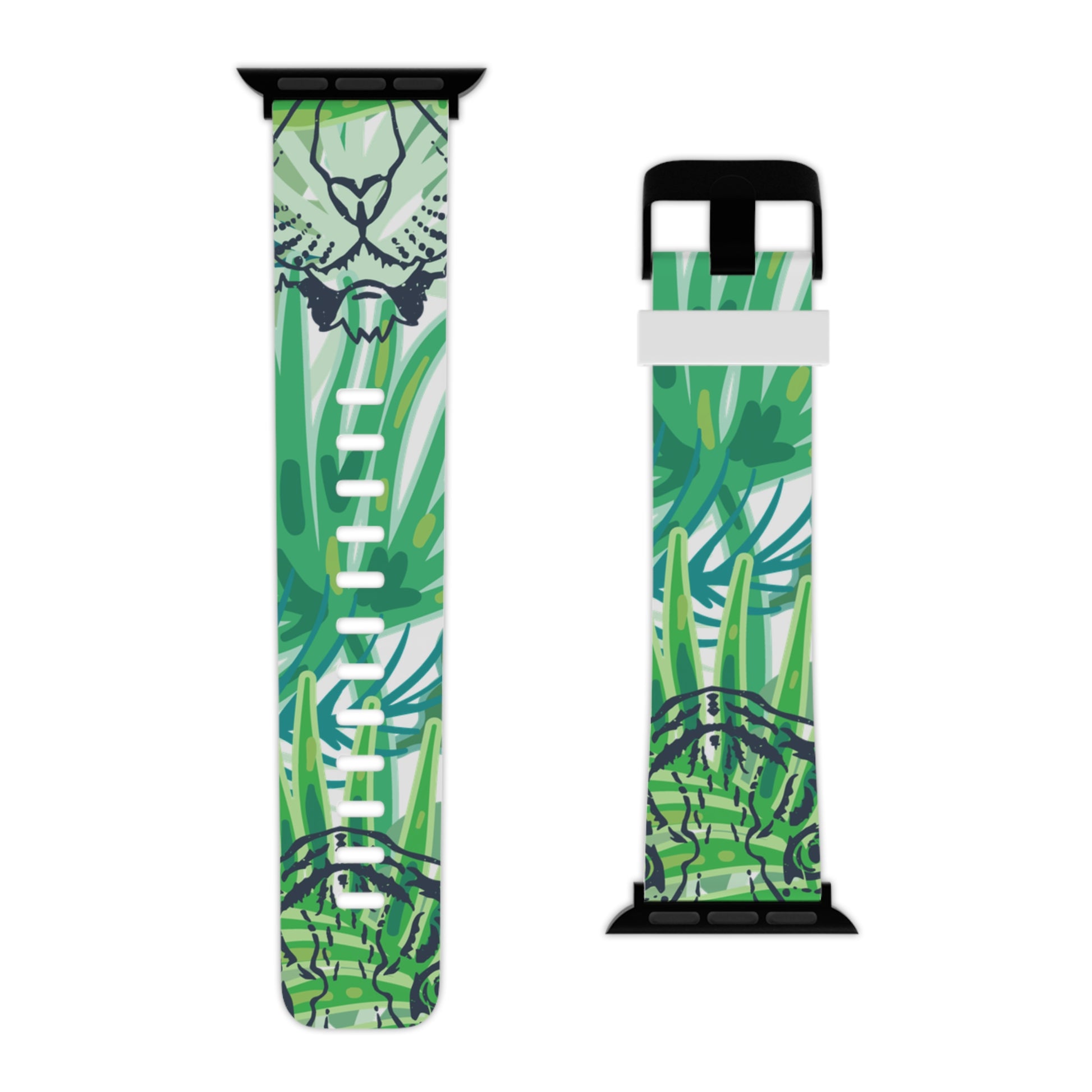 Tropical Jungle Tigers Green Watch Band for Apple Watch, Artsulli - Art is Long, Life is Short, Accessories, , , , , , , 