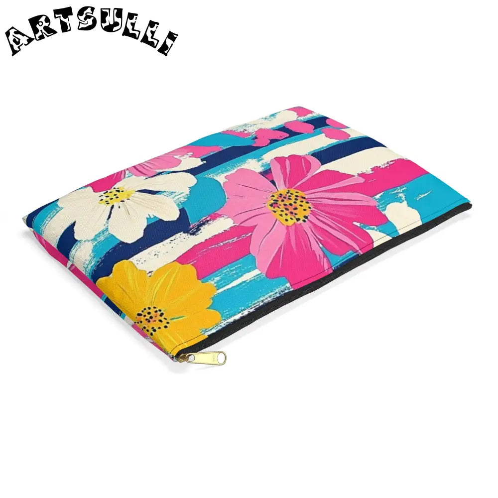 JAKKOUTTHEBXX Dayglo Floral Stripes II Multi-Color Accessory Pouch