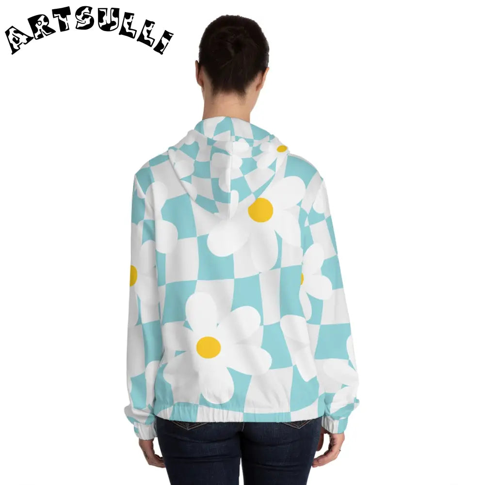 JAKKOUTTHEBXX Trippy Check Garden Women’s Full-Zip Hoodie (AOP)