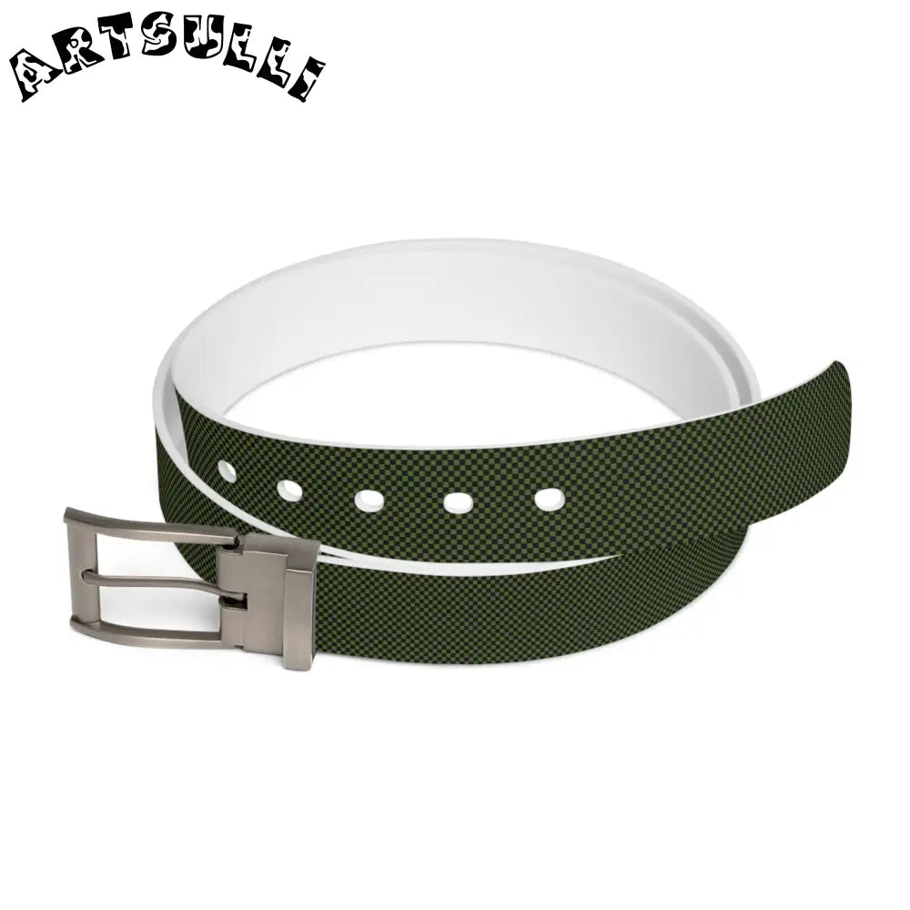 JAKKOUTTHEBXX Checkerboard Olive Green and Black Belt JAKKOUTTHEBXX