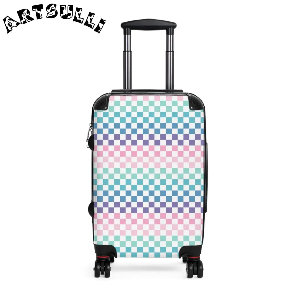 JAKKOUTTHEBXX Vaporwave Rainbow Checkerboard II Multi-Color Suitcase