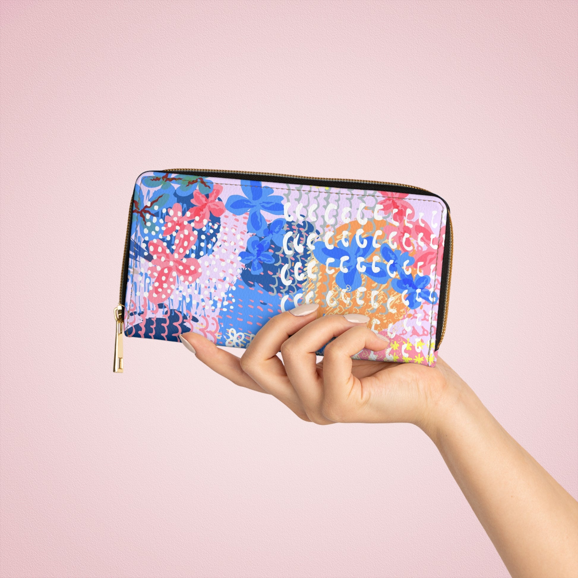 Flowers x Doodles x Hearts II Multi-Color Zipper Wallet, Artsulli - Art is Long, Life is Short, Accessories, , , , , , , 