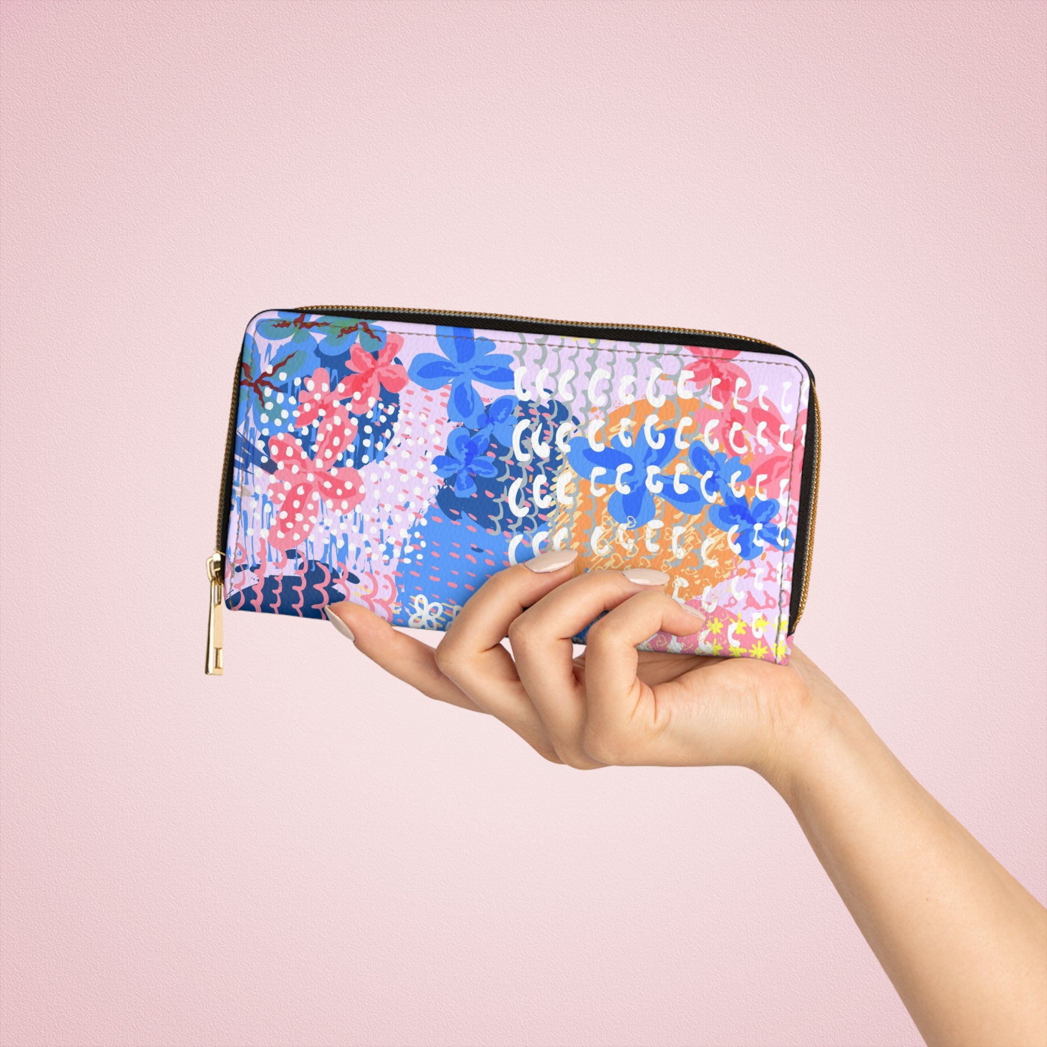 Flowers x Doodles x Hearts II Multi-Color Zipper Wallet, Artsulli - Art is Long, Life is Short, Accessories, , , , , , , 