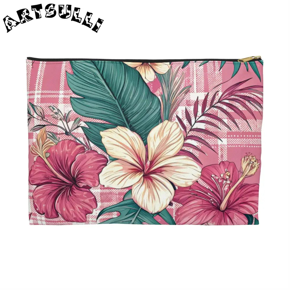 JAKKOUTTHEBXX Plaid x Floral Burgundy and Green Accessory Pouch