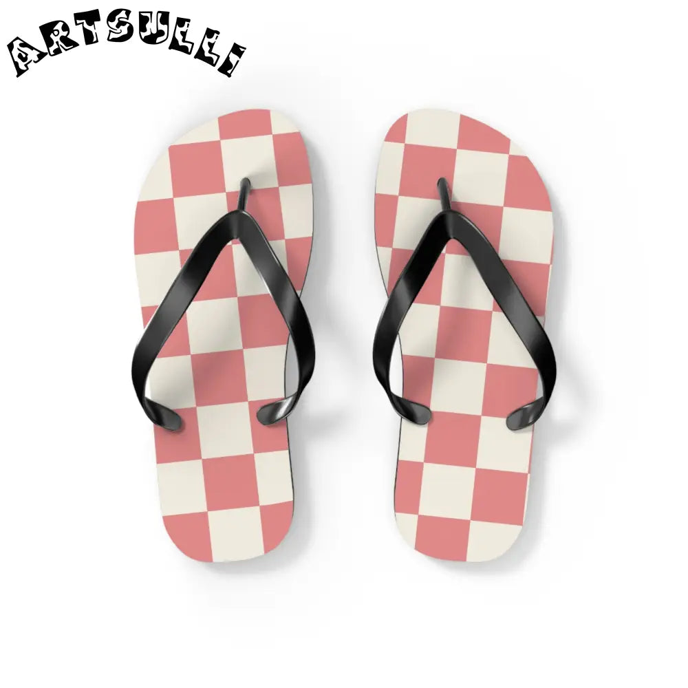 JAKKOUTTHEBXX Retro Checkered Grassland Sprites Flip Flops