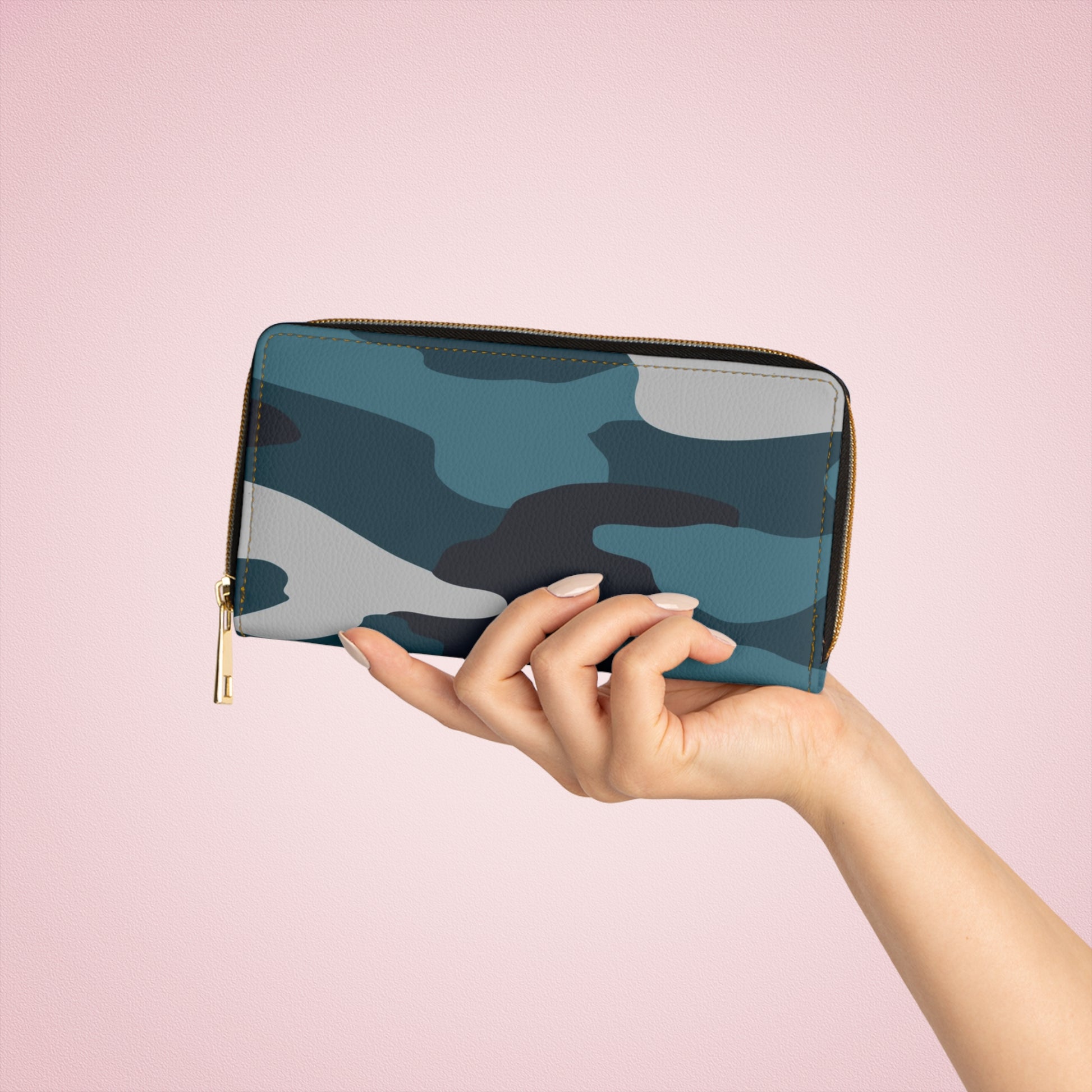 Blue Camouflage Zipper Wallet, Artsulli - Art is Long, Life is Short, Accessories, , , , , , , 
