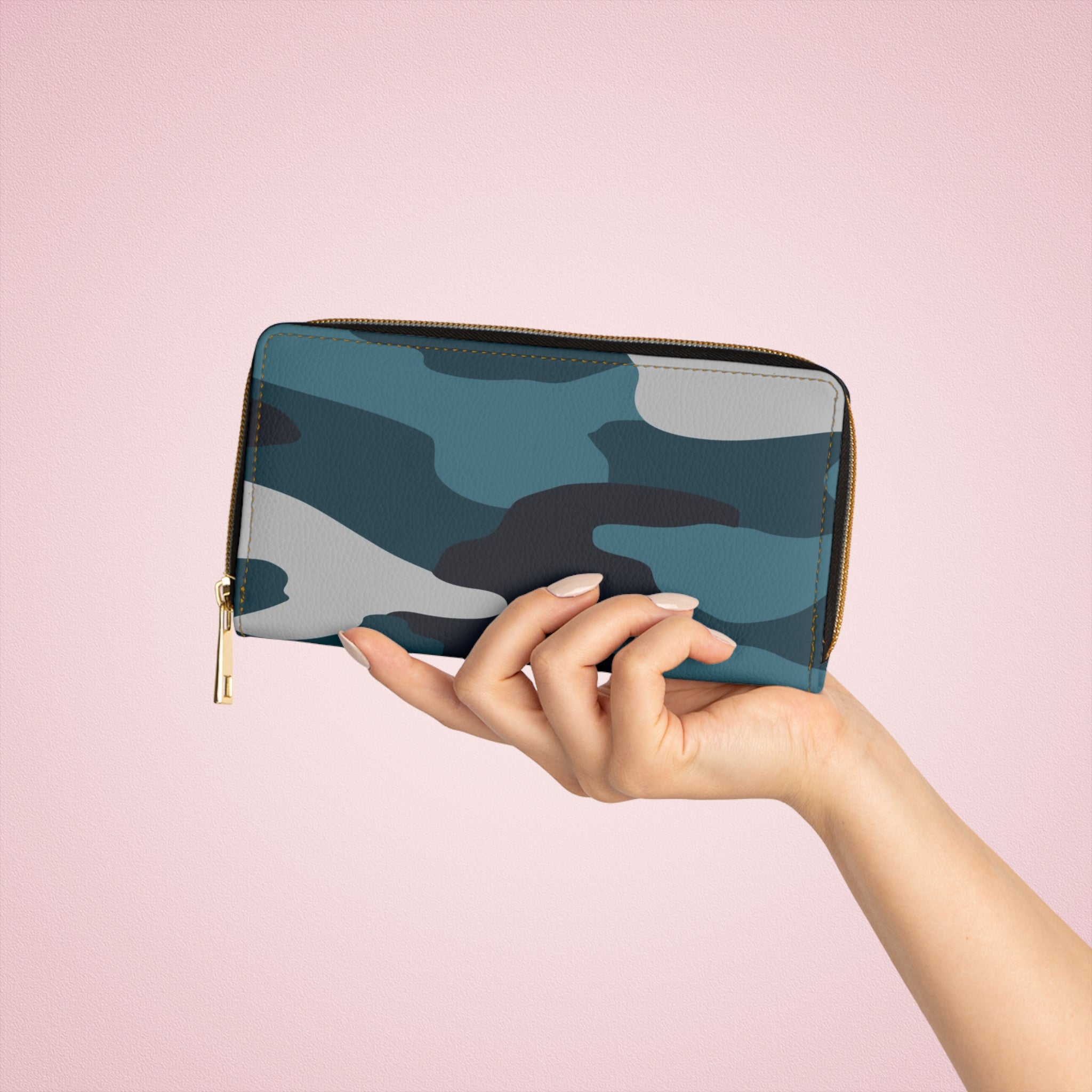 Blue Camouflage Zipper Wallet, Artsulli - Art is Long, Life is Short, Accessories, , , , , , , 