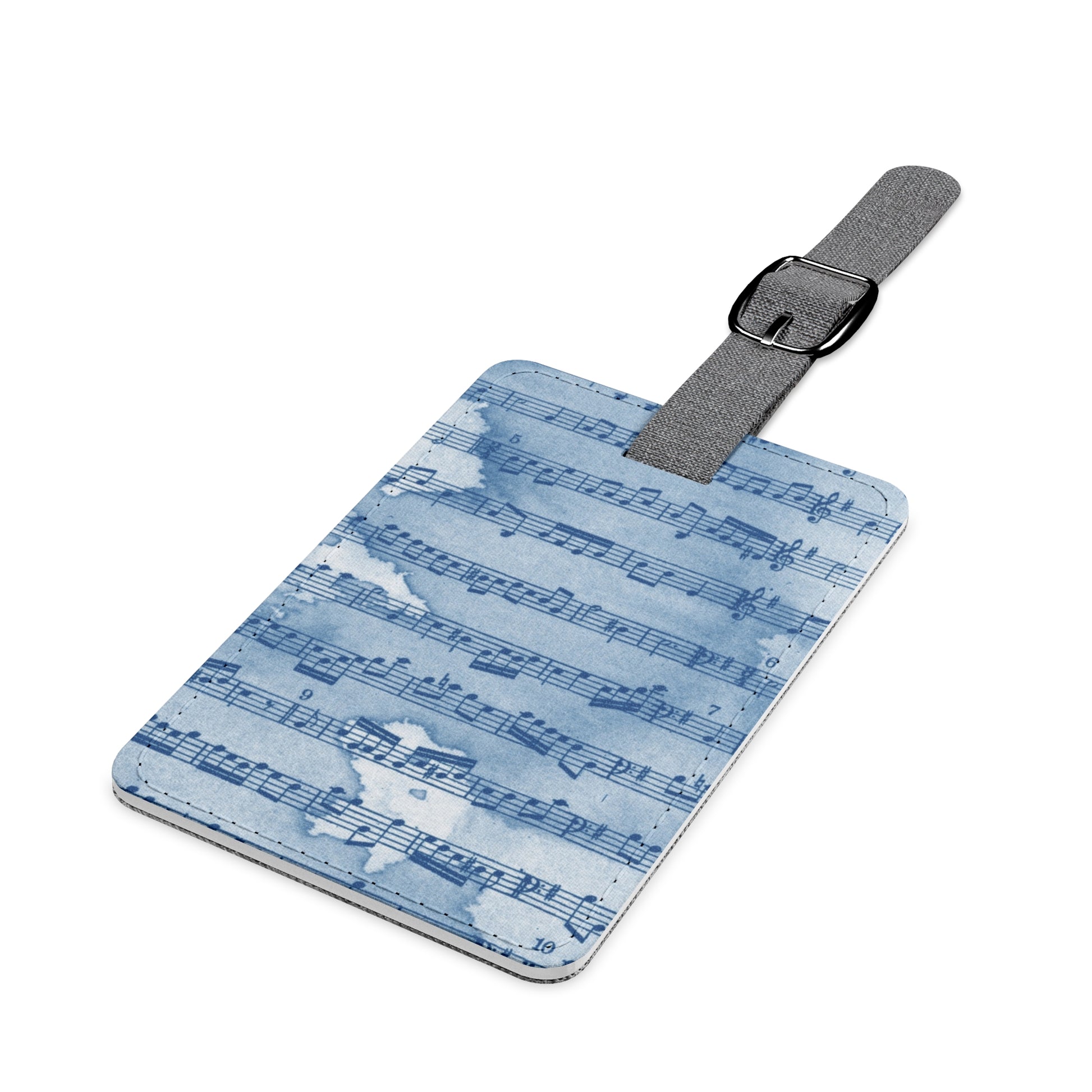 Drip Spill Type Beat Sheet Music Blue Saffiano Polyester Luggage Tag, Rectangle, Artsulli - Art is Long, Life is Short, Accessories, , , , , , , 