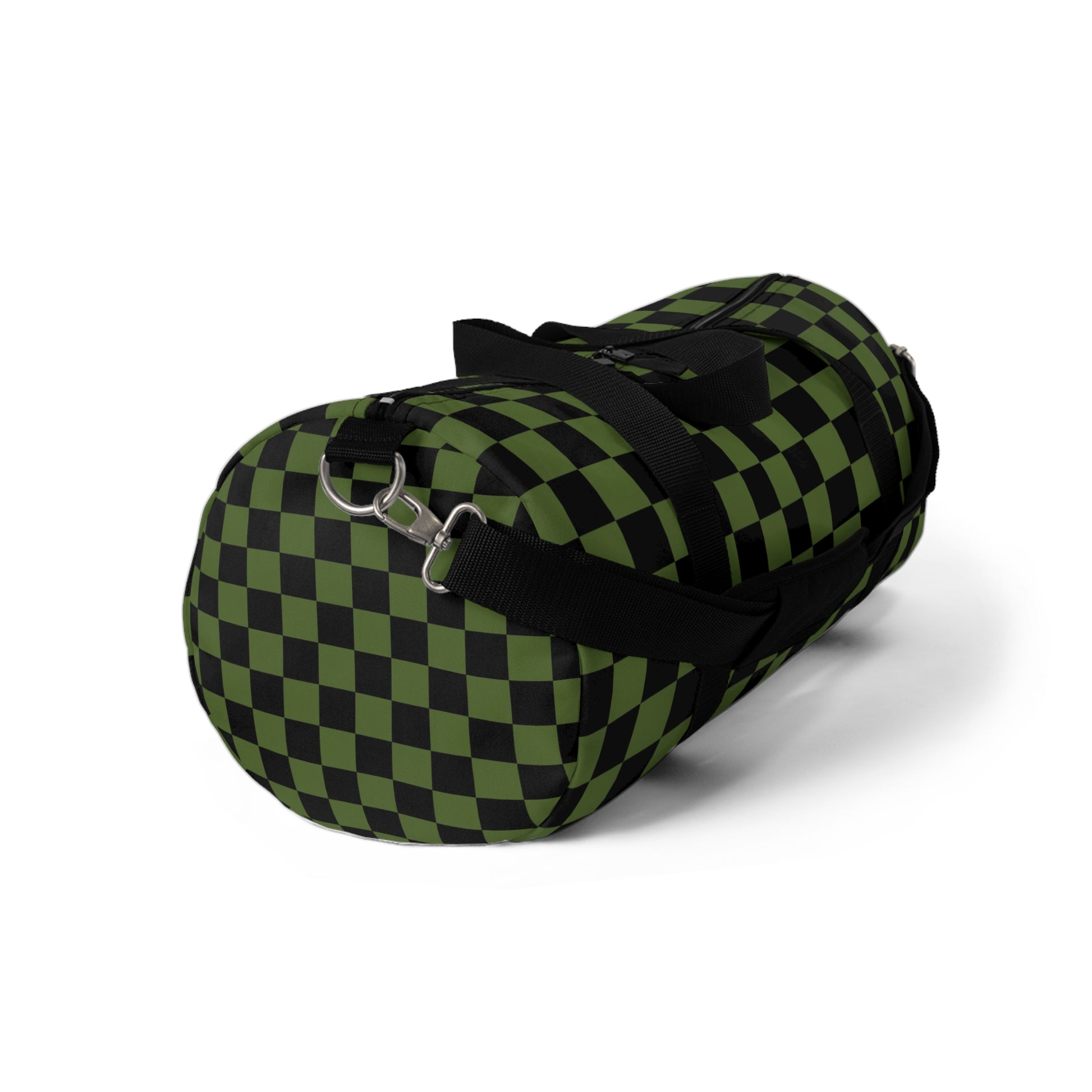 Checkerboard Olive Green and Black Duffel Bag, Artsulli - Art is Long, Life is Short, Bags, , , , , , , 