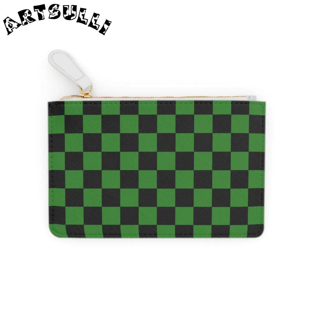 JAKKOUTTHEBXX Checkerboard Green and Black Mini Clutch Bag