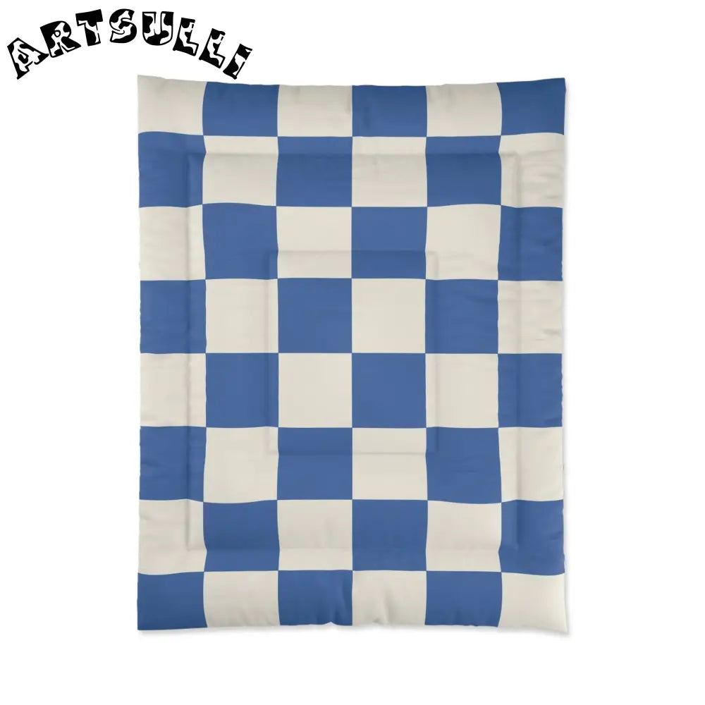 JAKKOUTTHEBXX Checkerboard Blue Comforter JAKKOUTTHEBXX Artsulli