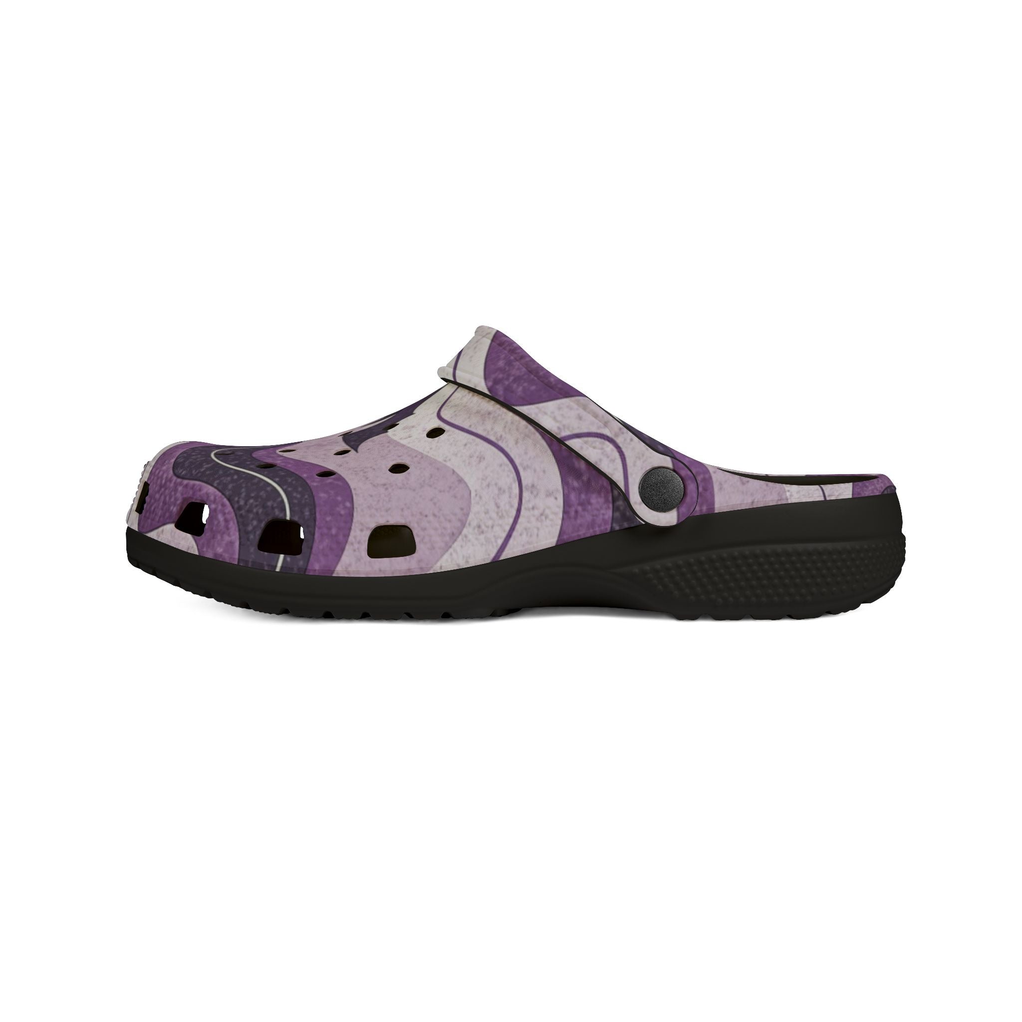 Bat Wave Purple EVA Foam Rubber Shoes (AOP), Artsulli - Art is Long, Life is Short, Shoes, , , , , , , 