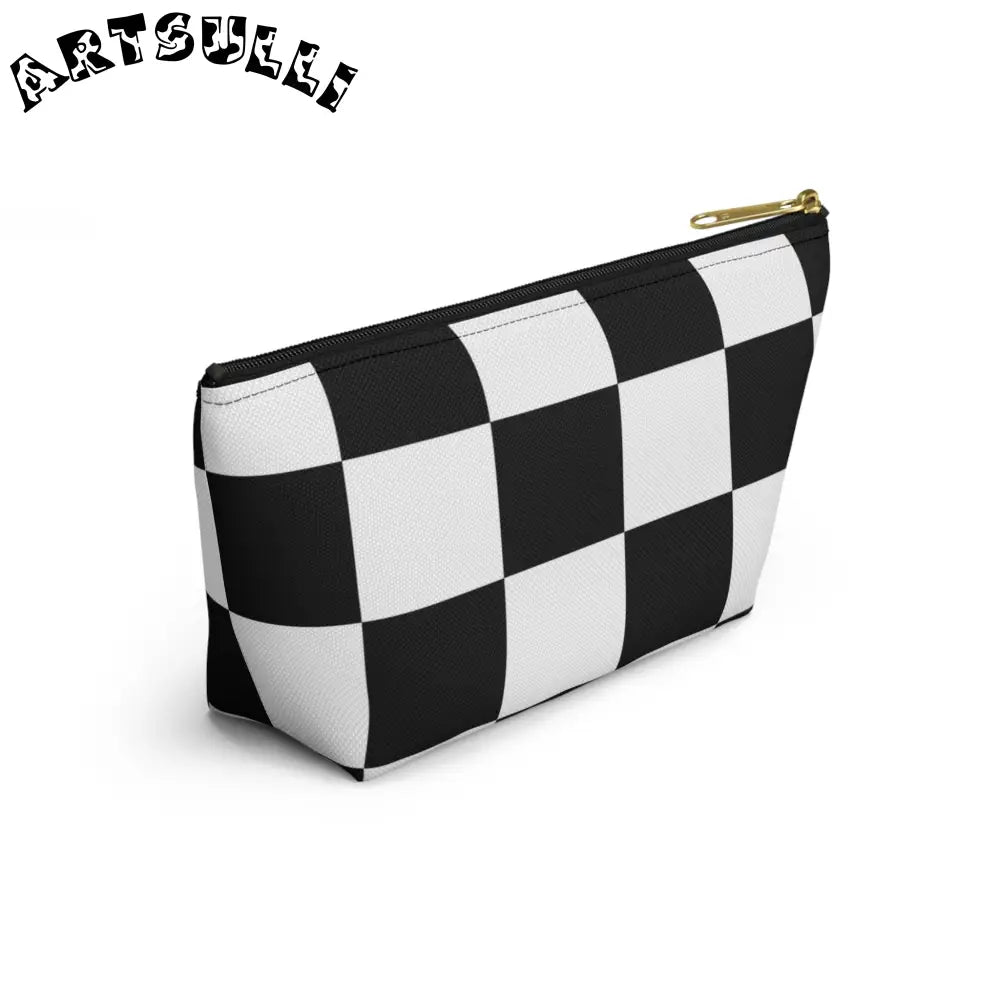 JAKKOUTTHEBXX Checkerboard Black and White Accessory Pouch w