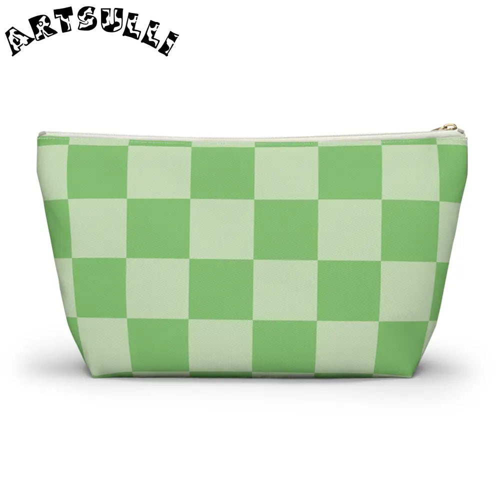 JAKKOUTTHEBXX Checkerboard Green Accessory Pouch w T-bottom
