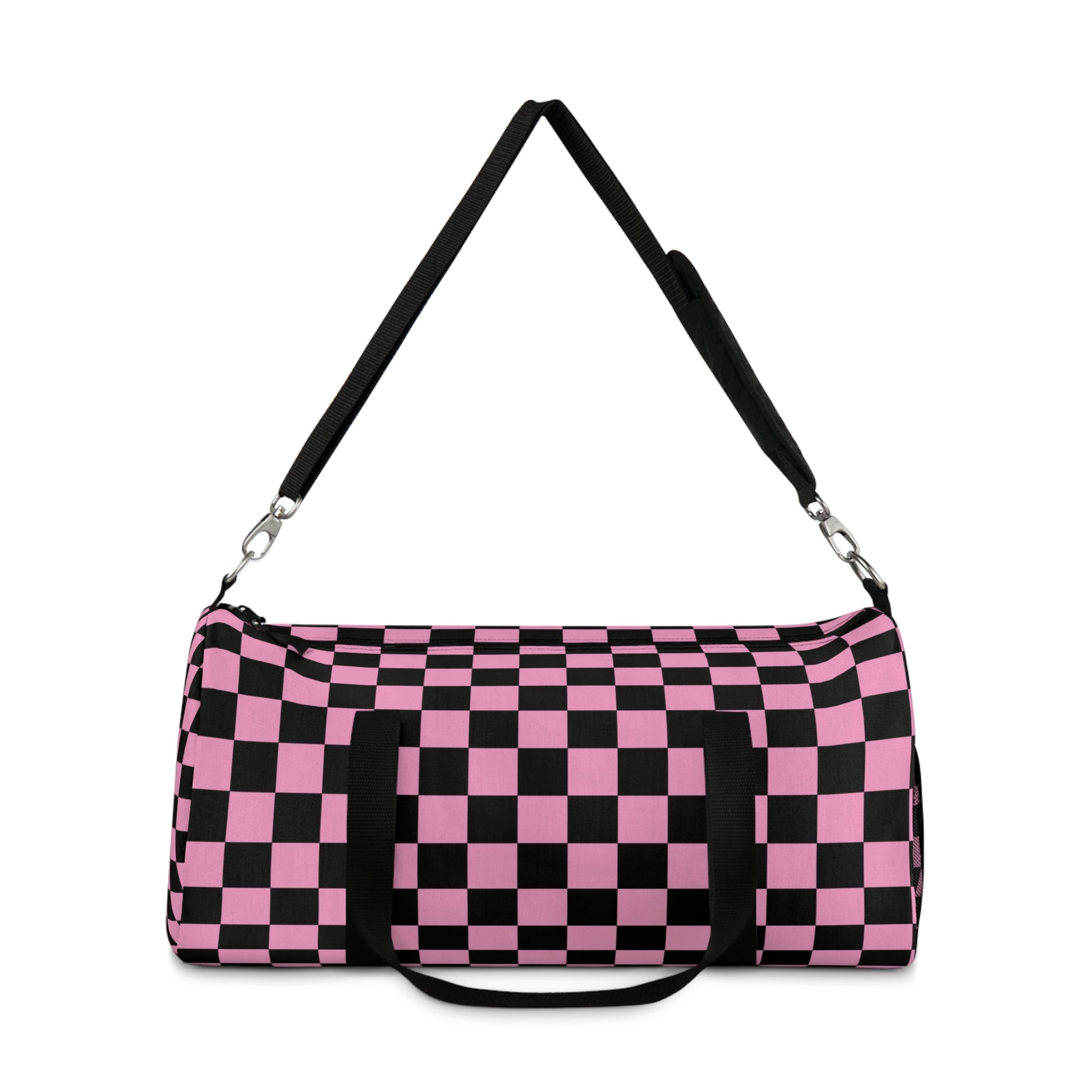 Checkerboard II Black and Pink Duffel Bag, Artsulli - Art is Long, Life is Short, Bags, , , , , , , 