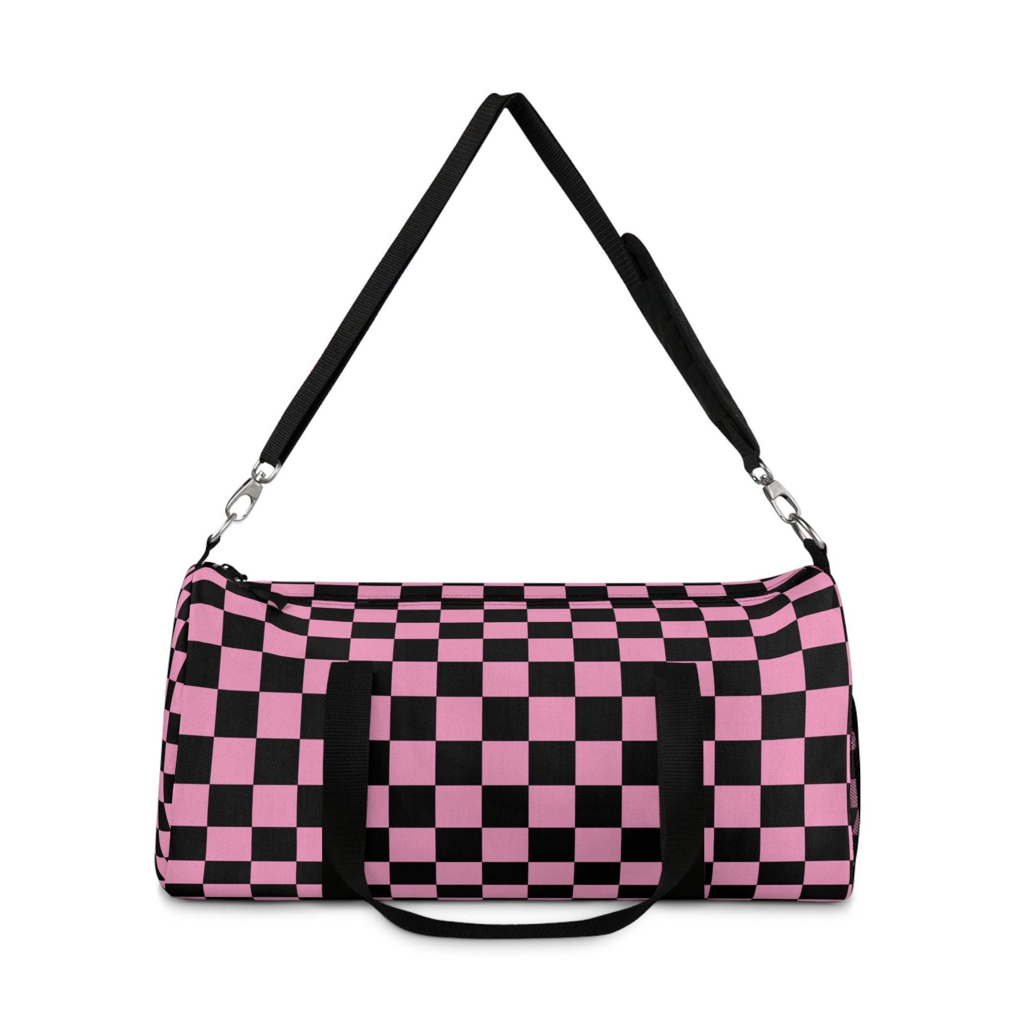 Checkerboard II Black and Pink Duffel Bag, Artsulli - Art is Long, Life is Short, Bags, , , , , , , 