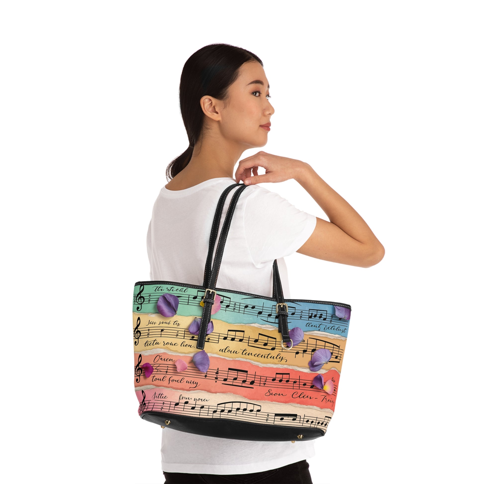 Torn Type Beat Sheet Music Multi-Color PU Leather Shoulder Bag, Artsulli - Art is Long, Life is Short, Bags, , , , , , , 