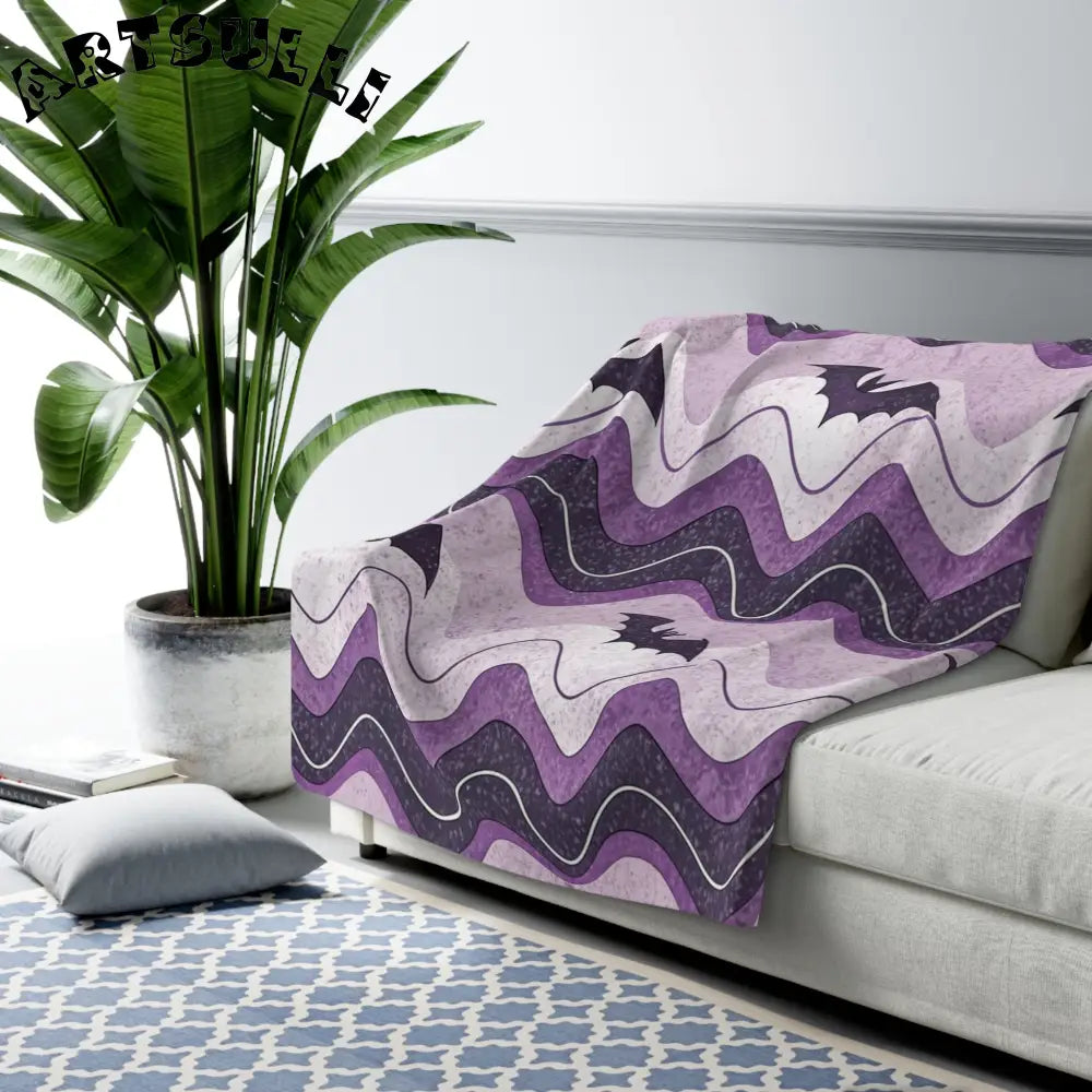 JAKKOUTTHEBXX Bat Wave Sherpa Fleece Blanket JAKKOUTTHEBXX Artsulli