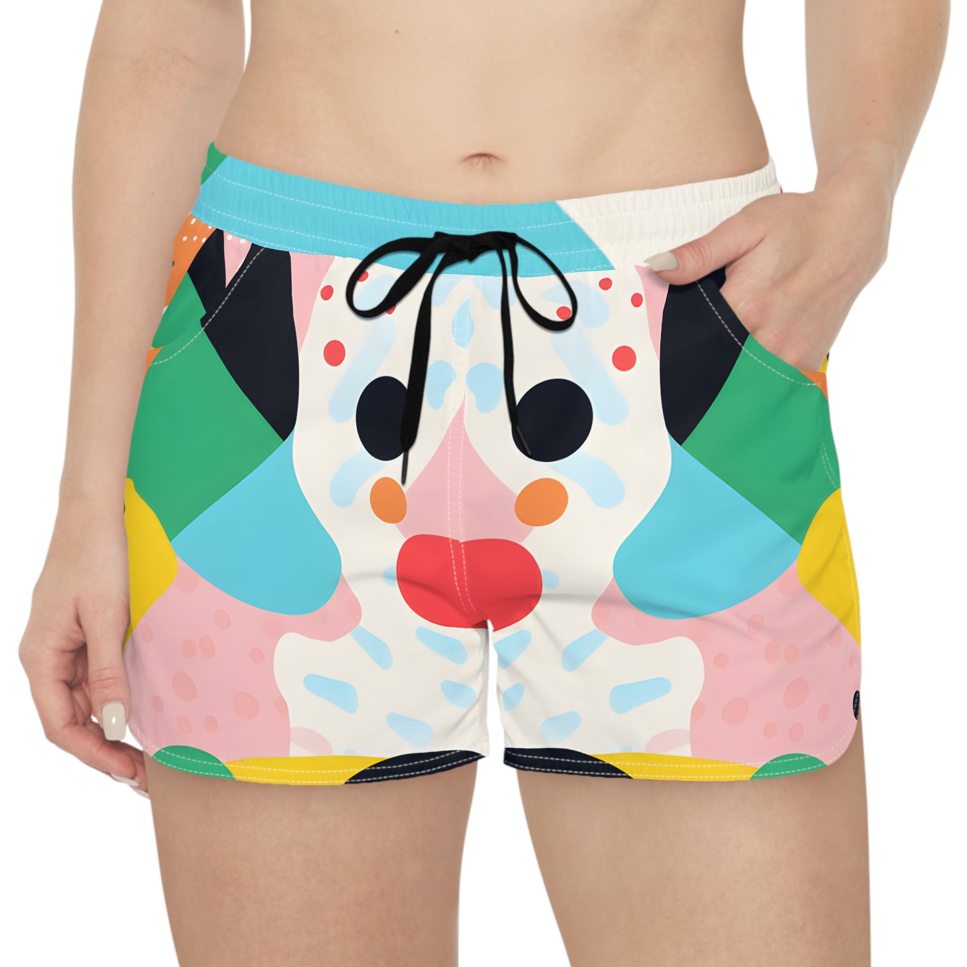 Colorful Abstract Shapes Women's Casual Shorts (AOP), Artsulli - Art is Long, Life is Short, All Over Prints, , , , , , , 
