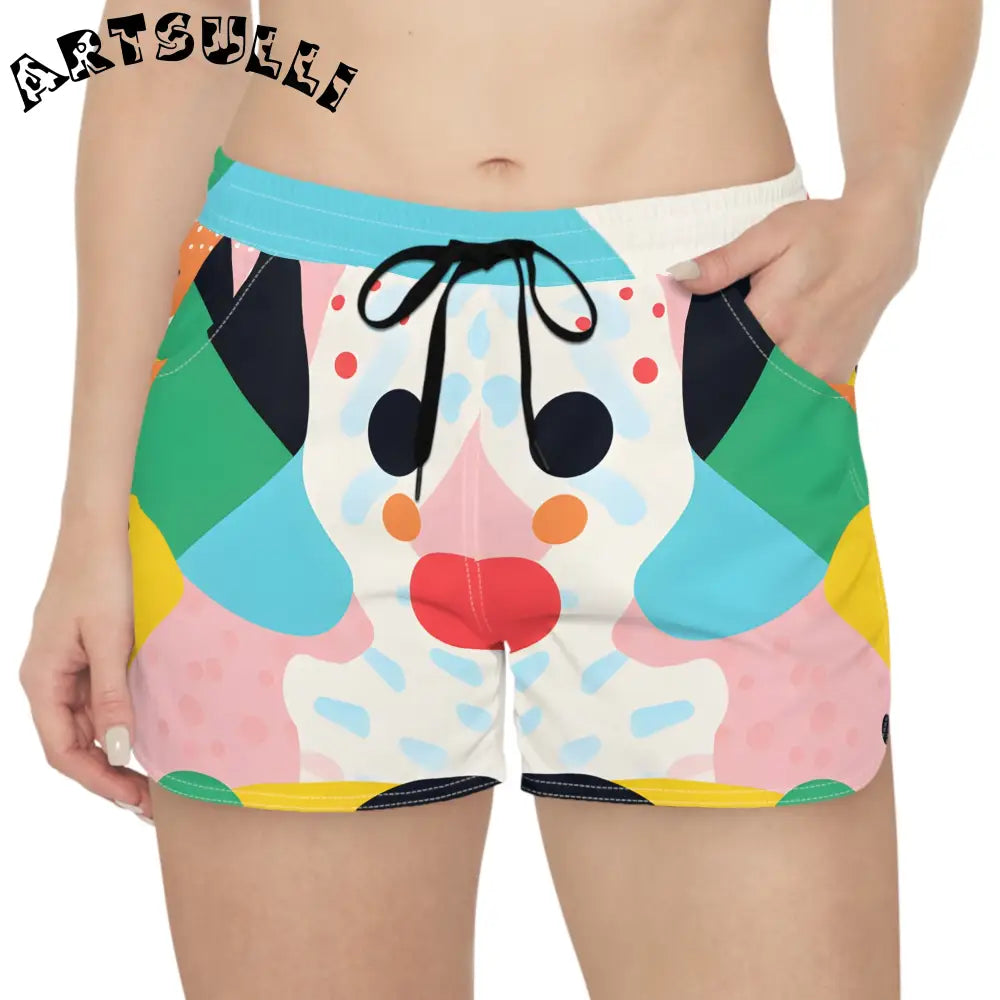 JAKKOUTTHEBXX Colorful Abstract Shapes Women’s Casual Shorts (AOP)