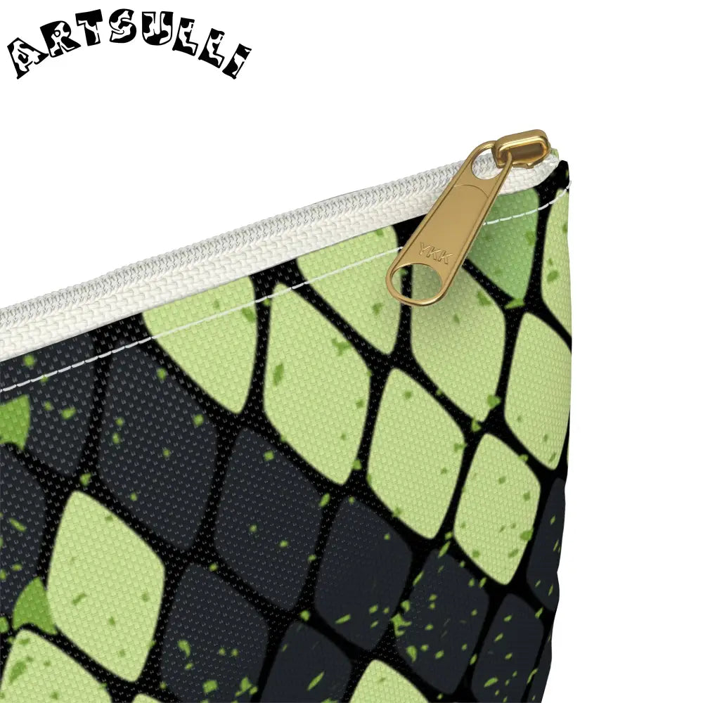 JAKKOUTTHEBXX Snake Skin Green and Black Accessory Pouch