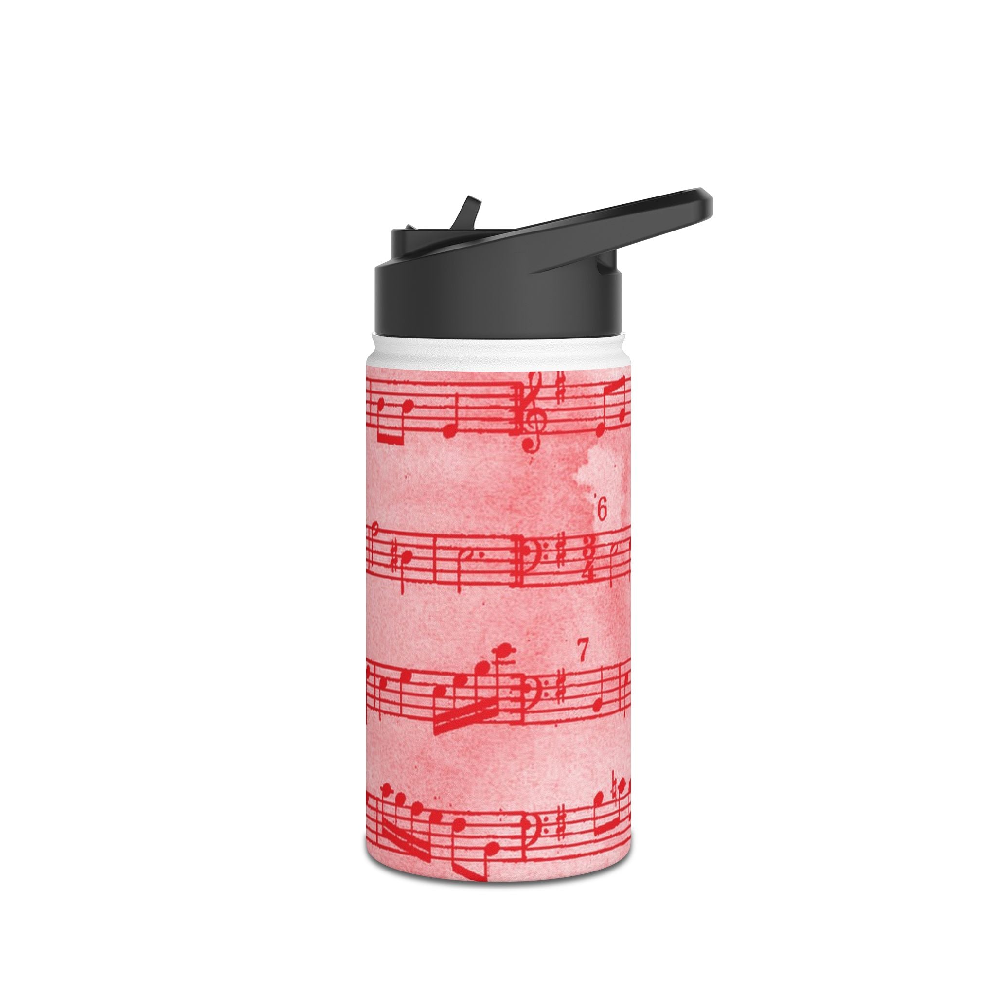 Drip Spill Type Beat Sheet Music Red Stainless Steel Water Bottle, Standard Lid, Artsulli - Art is Long, Life is Short, Mug, , , , , , , 