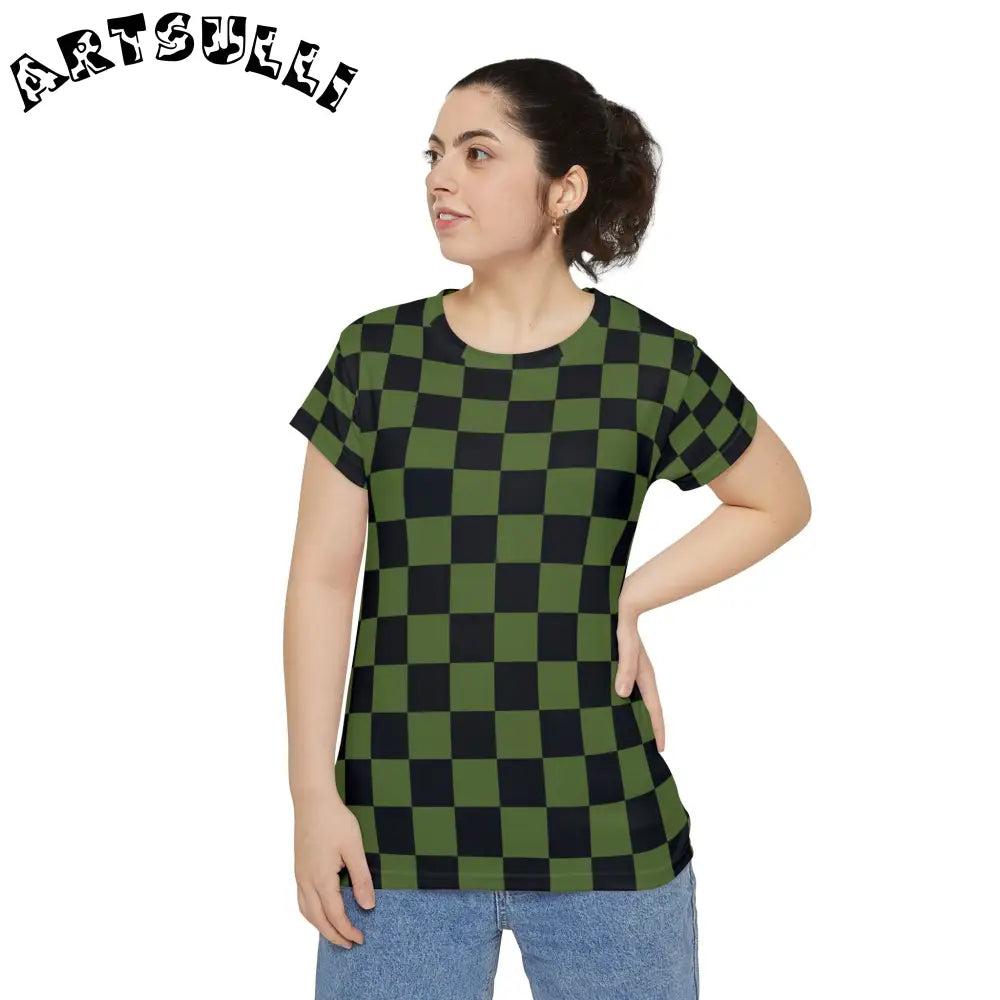 JAKKOUTTHEBXX Checkerboard Olive Green and Black Women’s Short