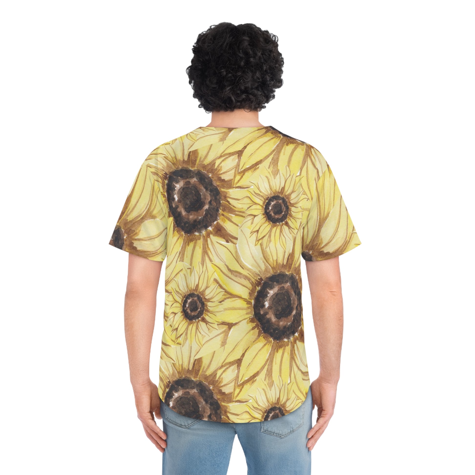 Retro Anime Sunflower Men's Baseball Jersey (AOP), Artsulli - Art is Long, Life is Short, All Over Prints, , , , , , , 