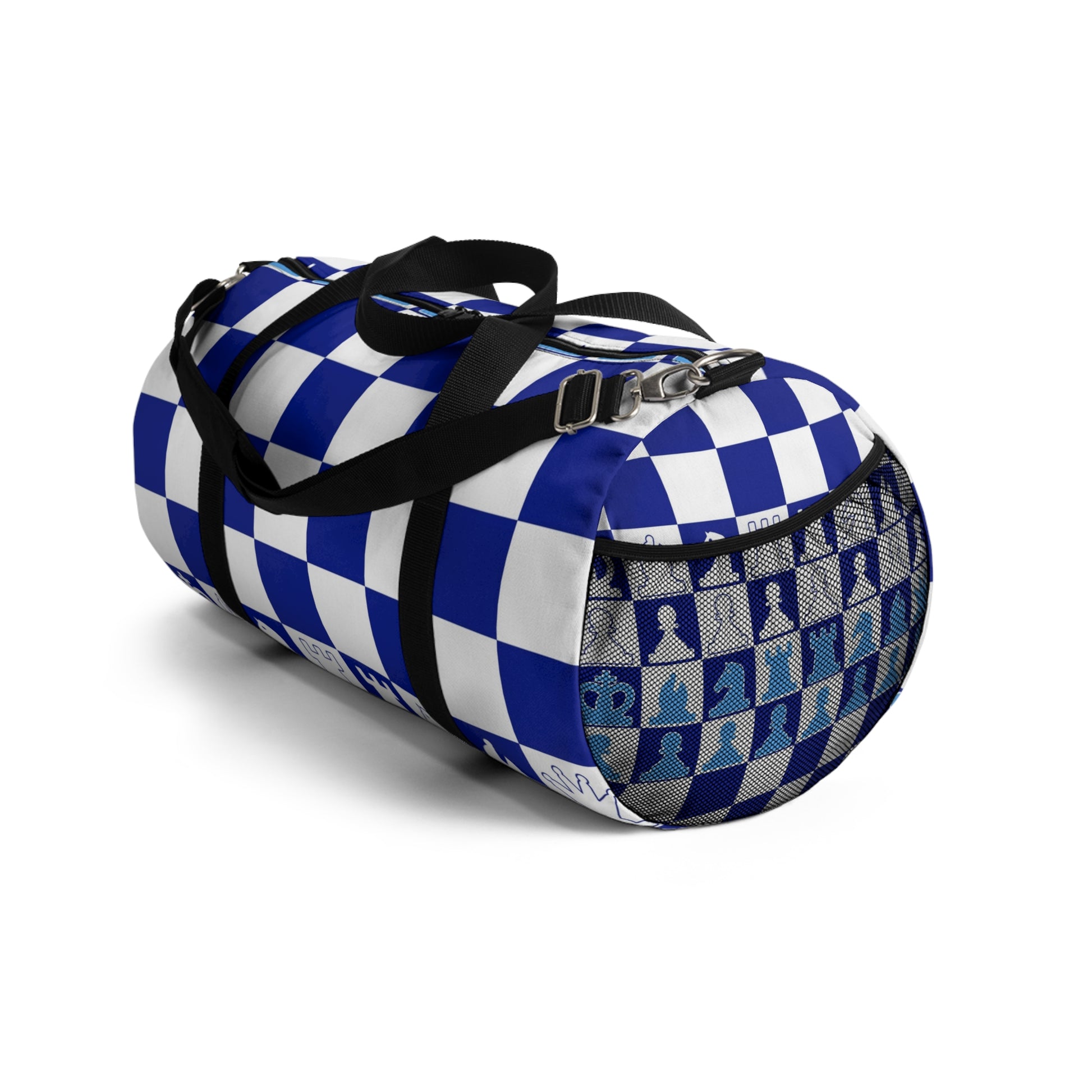 Chessboard Royal Blue & Navy Blue Duffel Bag, Artsulli - Art is Long, Life is Short, Bags, , , , , , , 