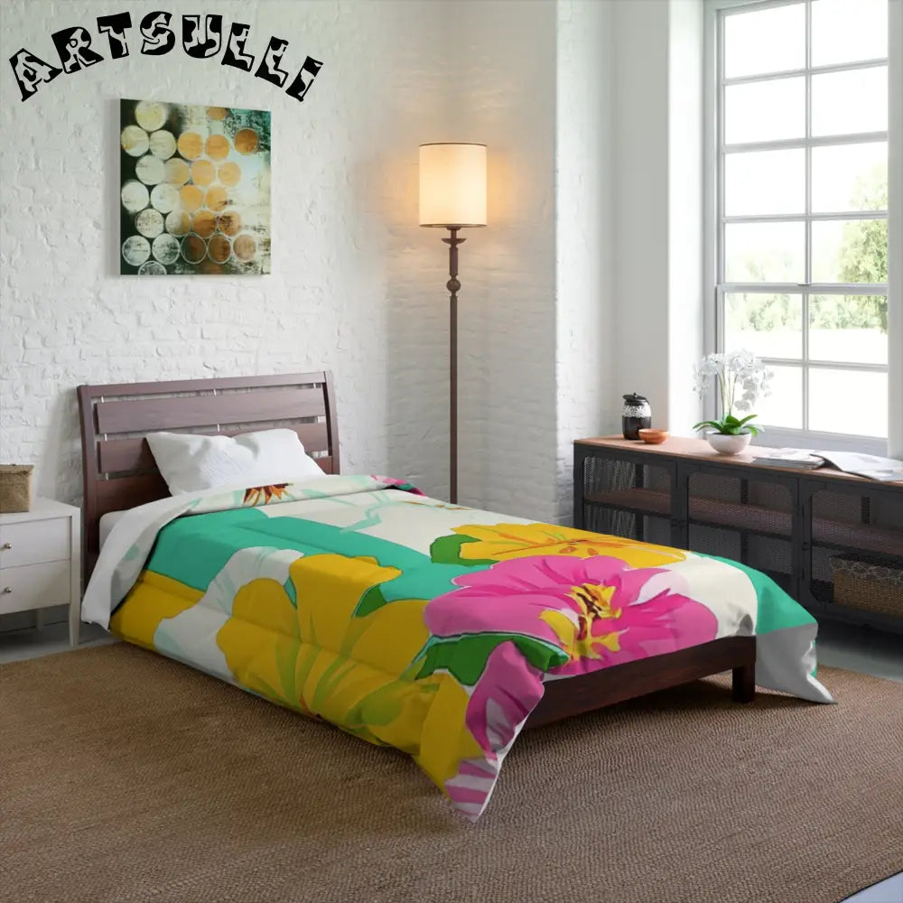 JAKKOUTTHEBXX Colorful Floral Stripe Duvet Cover - JAKKOUTTHEBXX