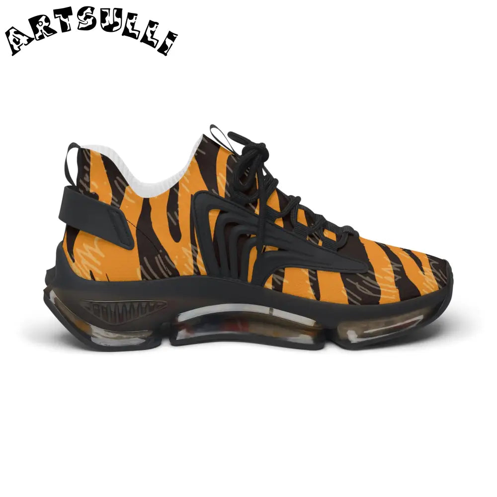 JAKKOUTTHEBXX Tiger Scratches Orange and Black Women’s Mesh Sneakers