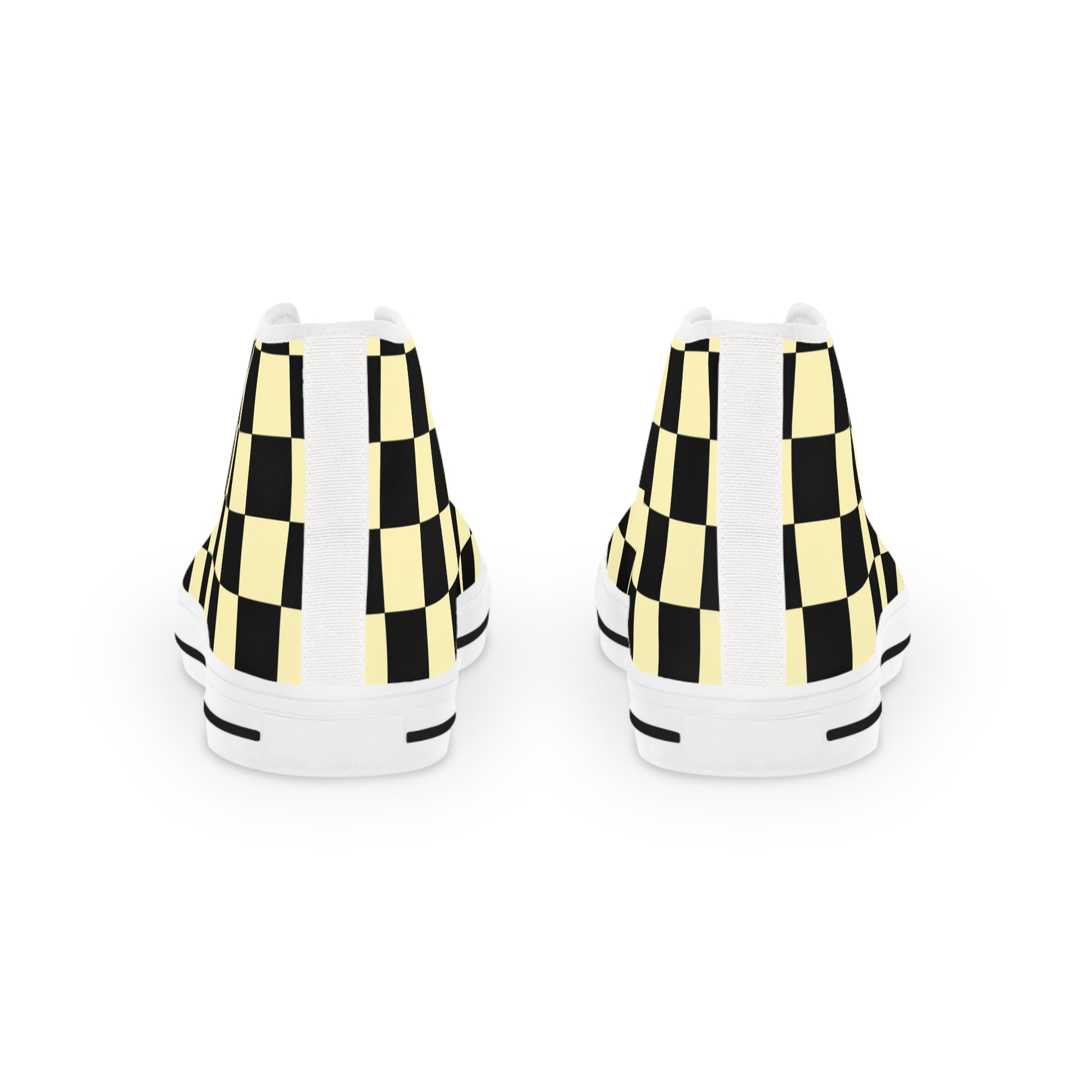 Checkerboard Black and Yellow Men's High Top Sneakers, Artsulli - Art is Long, Life is Short, Shoes, , , , , , , 