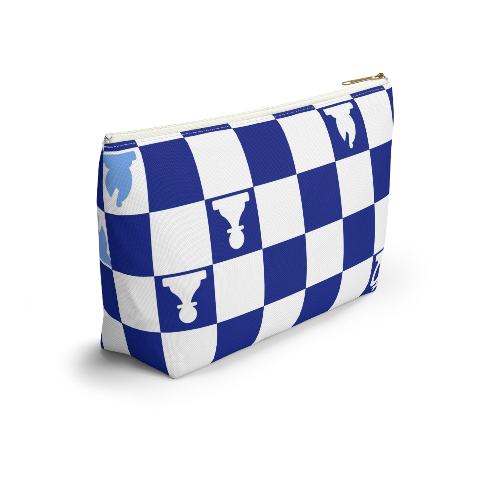Chessboard Navy Blue Accessory Pouch w T-bottom, Artsulli - Art is Long, Life is Short, Bags, , , , , , , 