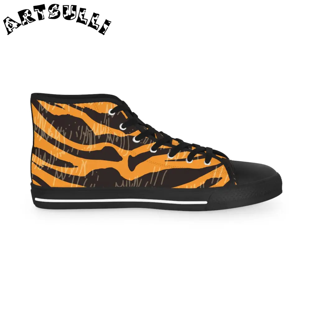 JAKKOUTTHEBXX Tiger Scratches Orange and Black Men’s High Top