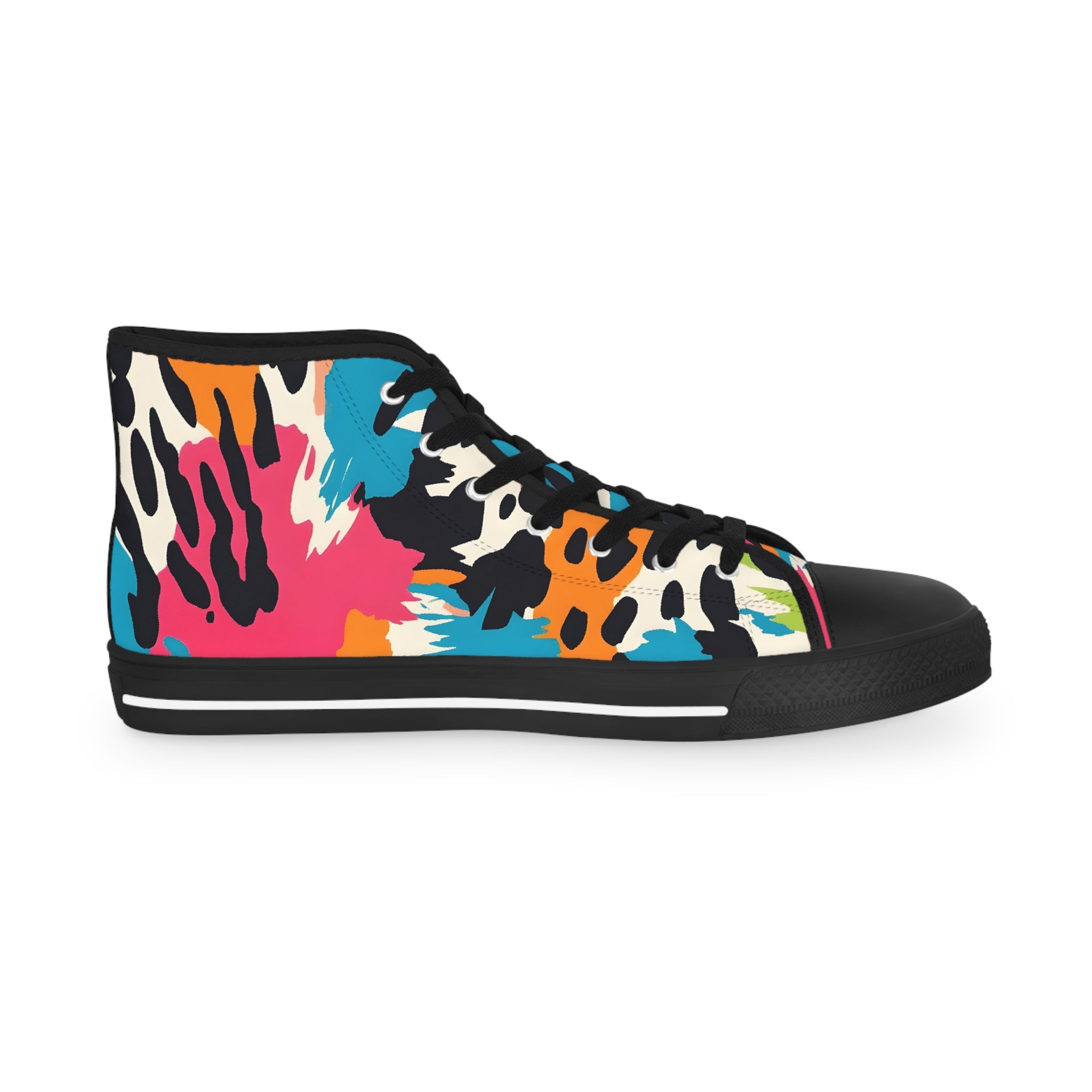 Wild Brush Strokes x Animal Print Multi-Color Men's High Top Sneakers, Artsulli - Art is Long, Life is Short, Shoes, , , , , , , 