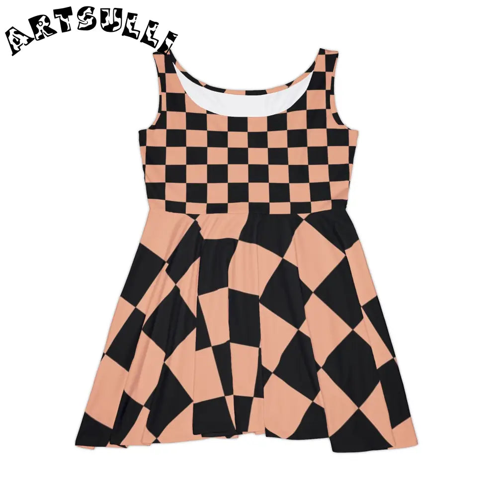JAKKOUTTHEBXX Checkerboard Soft Orange and Black Women’s Skater