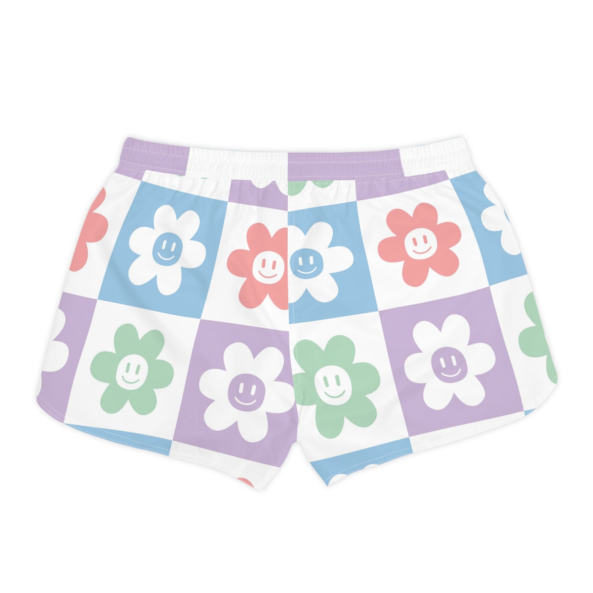 Chessboard x Smiley Face Flowers Multi-Color Women's Casual Shorts (AOP), Artsulli - Art is Long, Life is Short, All Over Prints, , , , , , , 