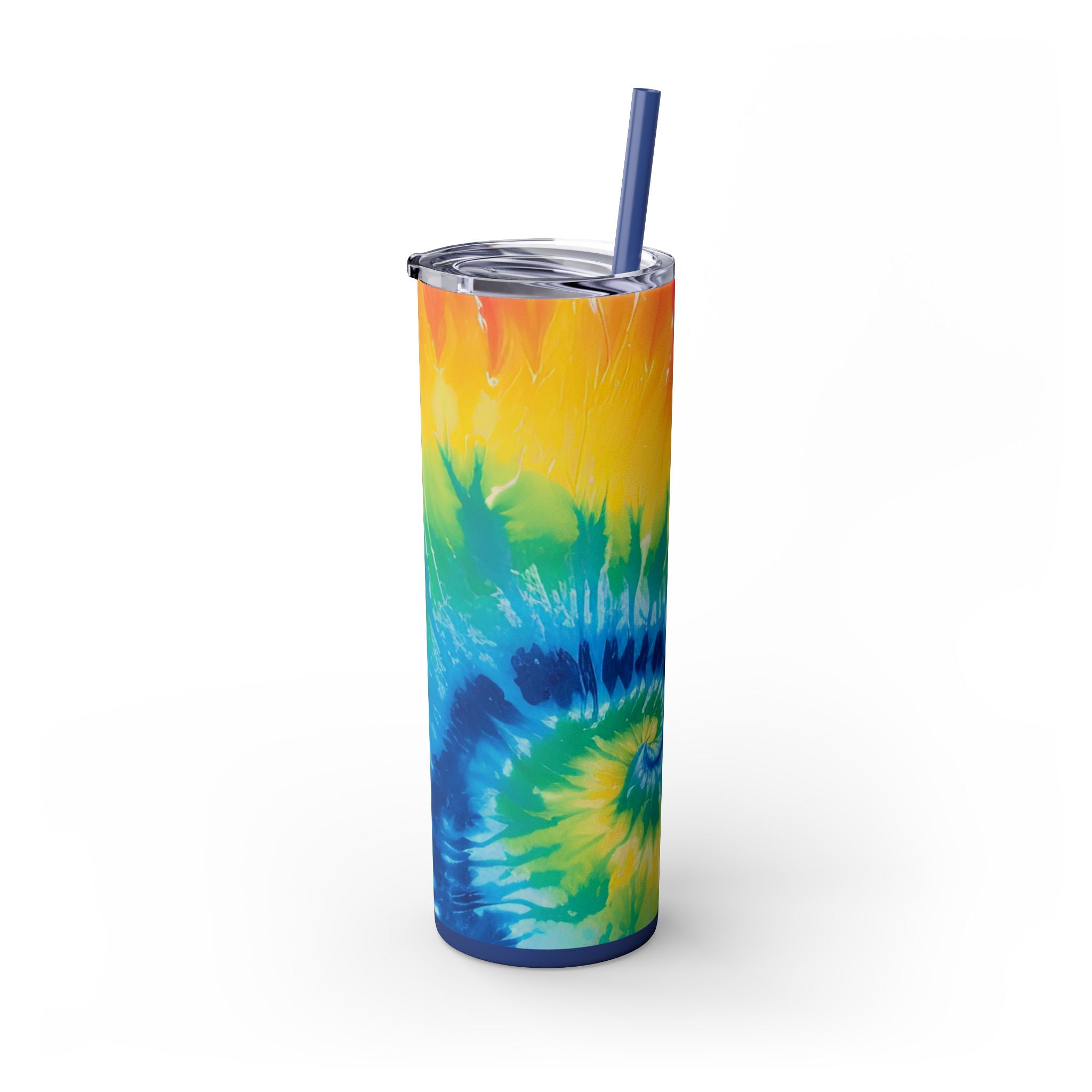 Tie Dye Skinny Tumbler with Straw, 20oz, Artsulli - Art is Long, Life is Short, Mug, , , , , , , 