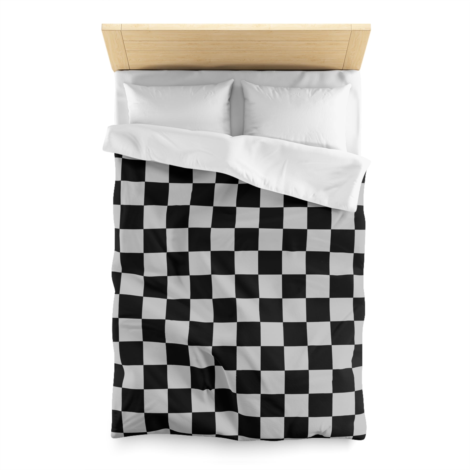 Checkerboard Dada Black and Light Gray Microfiber Duvet Cover, Artsulli - Art is Long, Life is Short, Home Decor, , , , , , , 