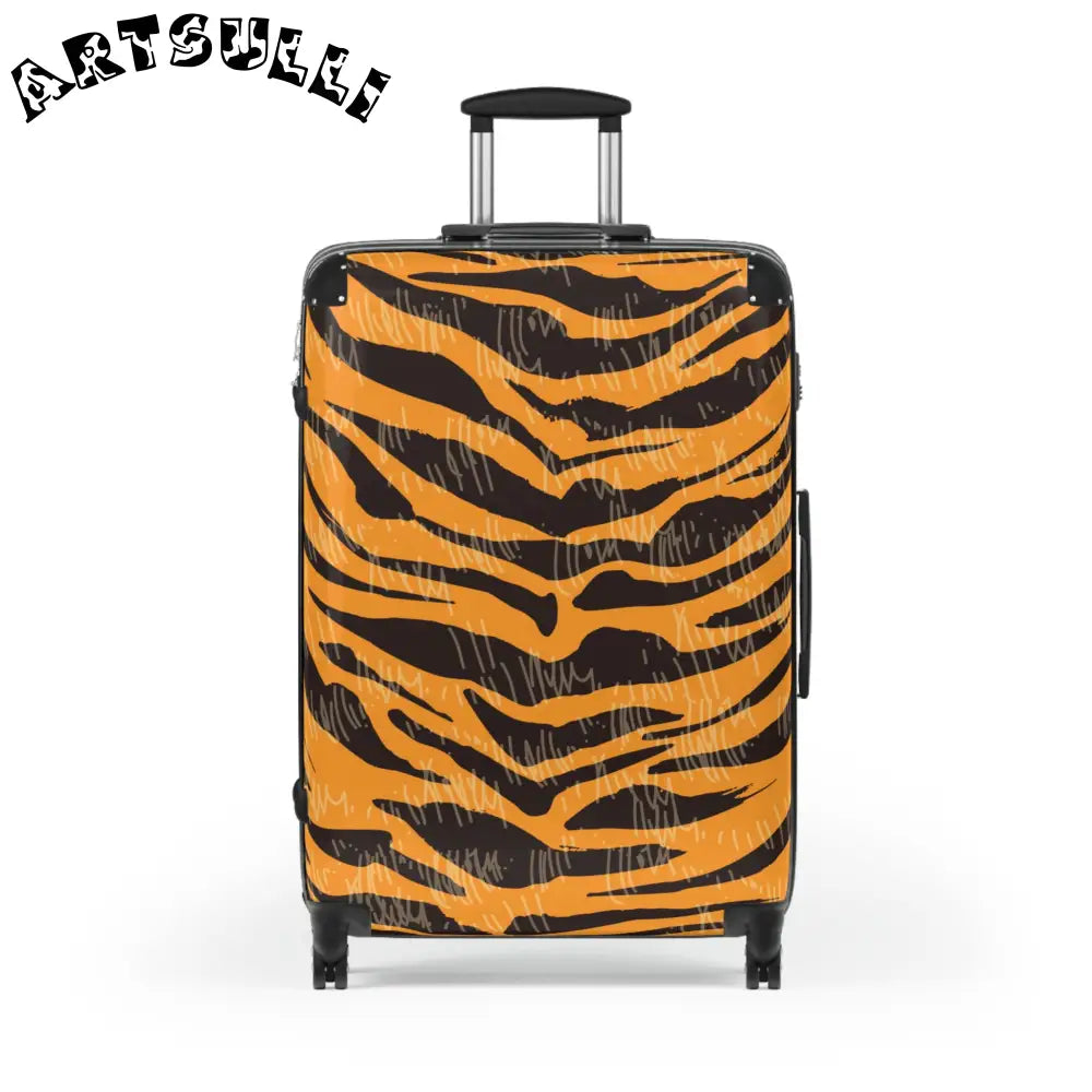 JAKKOUTTHEBXX Tiger Scratches Orange & Black Suitcase JAKKOUTTHEBXX