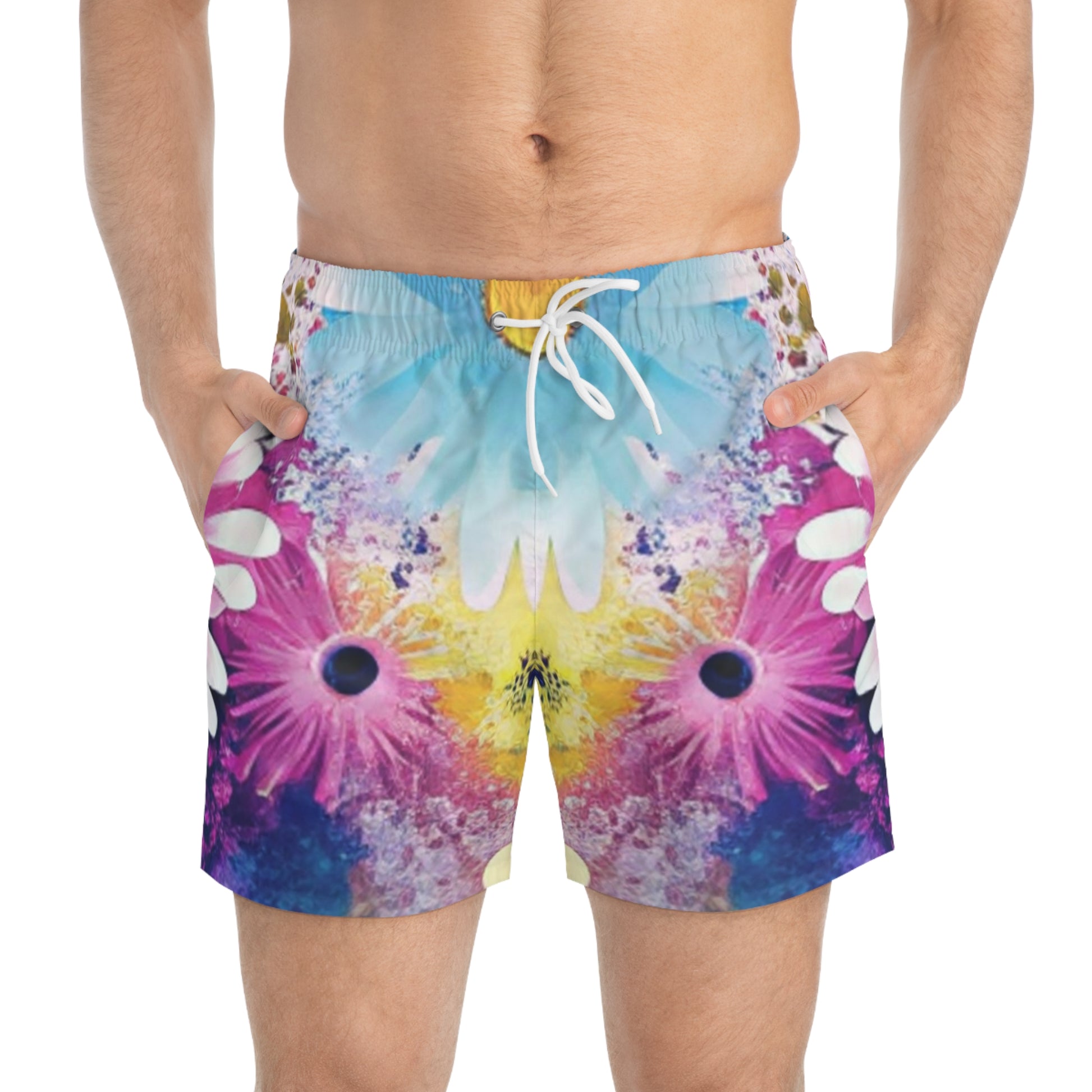 Magical Flower Explosion Multi-Color Swim Trunks (AOP), Artsulli - Art is Long, Life is Short, All Over Prints, , , , , , , 