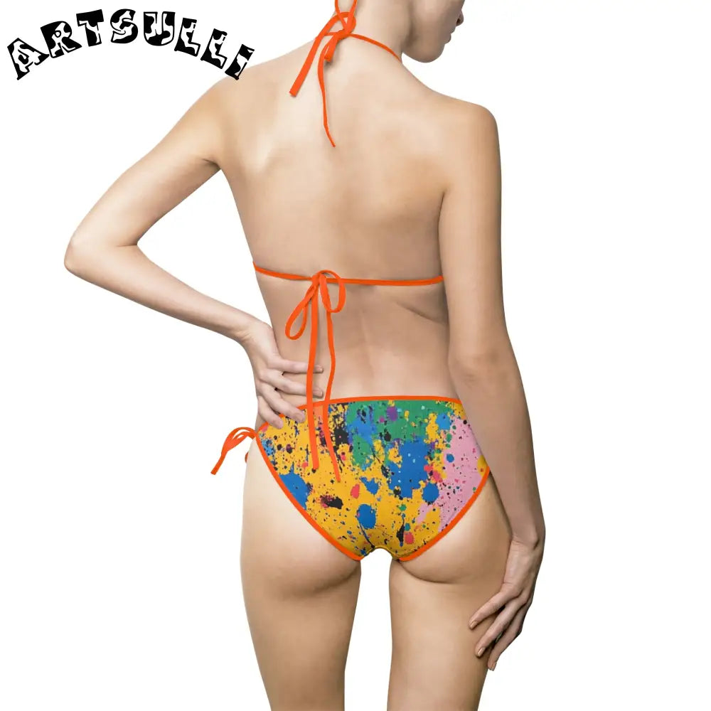 JAKKOUTTHEBXX The Colors Of Paint Splatter Women’s Bikini Swimsuit