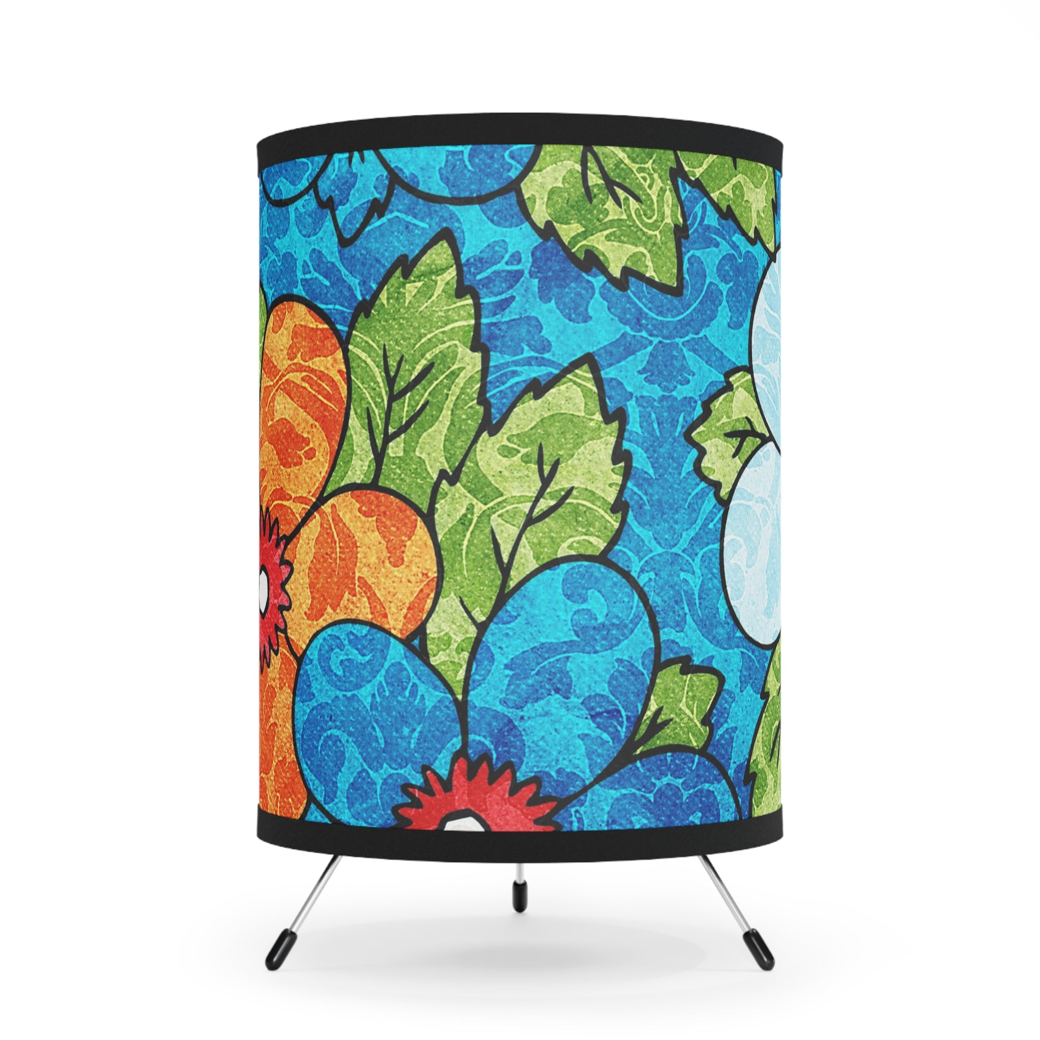Blue Orange Groovy Tripod Lamp with High-Res Printed Shade, US\CA plug, Artsulli - Art is Long, Life is Short, Home Decor, Size, One size, Color, Black, , , 17695310399023749079