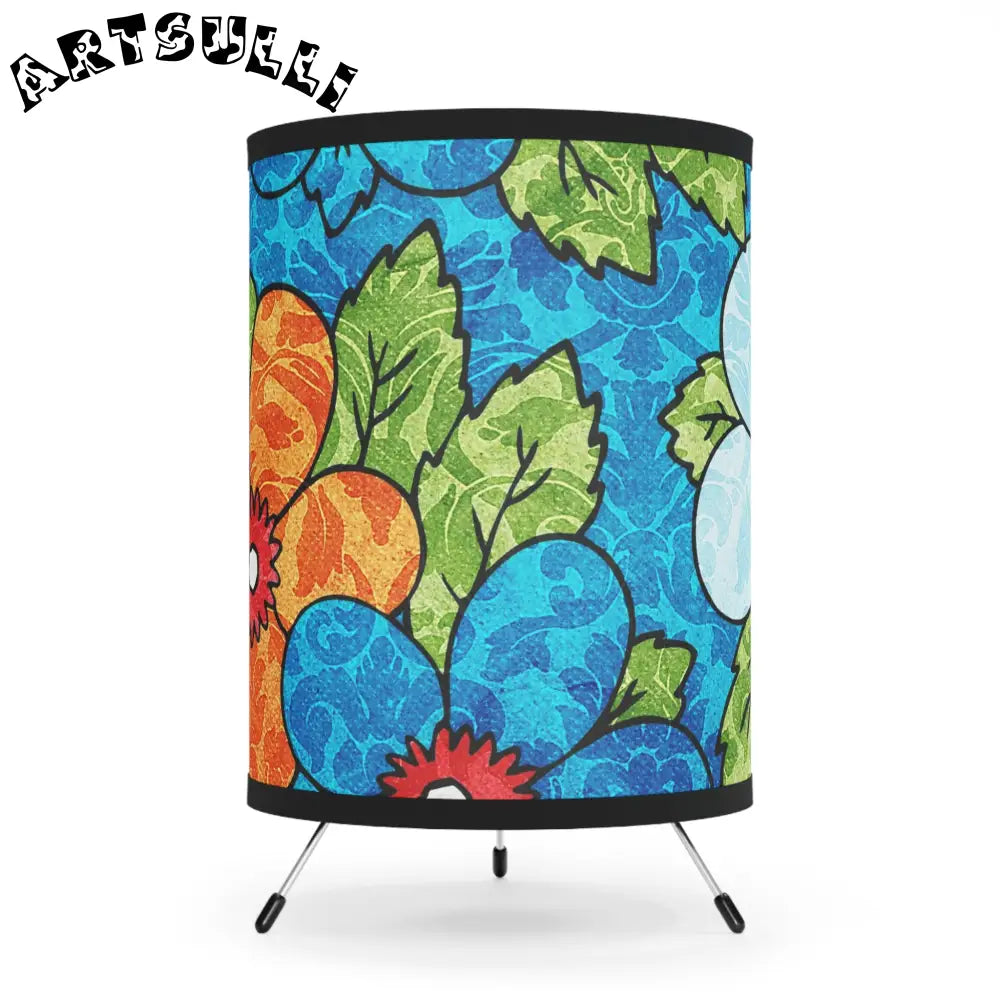 Blue Orange Groovy Tripod Lamp with High-Res Printed Shade, US\CA plug, Artsulli - Art is Long, Life is Short, Home Decor, Size, One size, Color, Black, , , 17695310399023749079